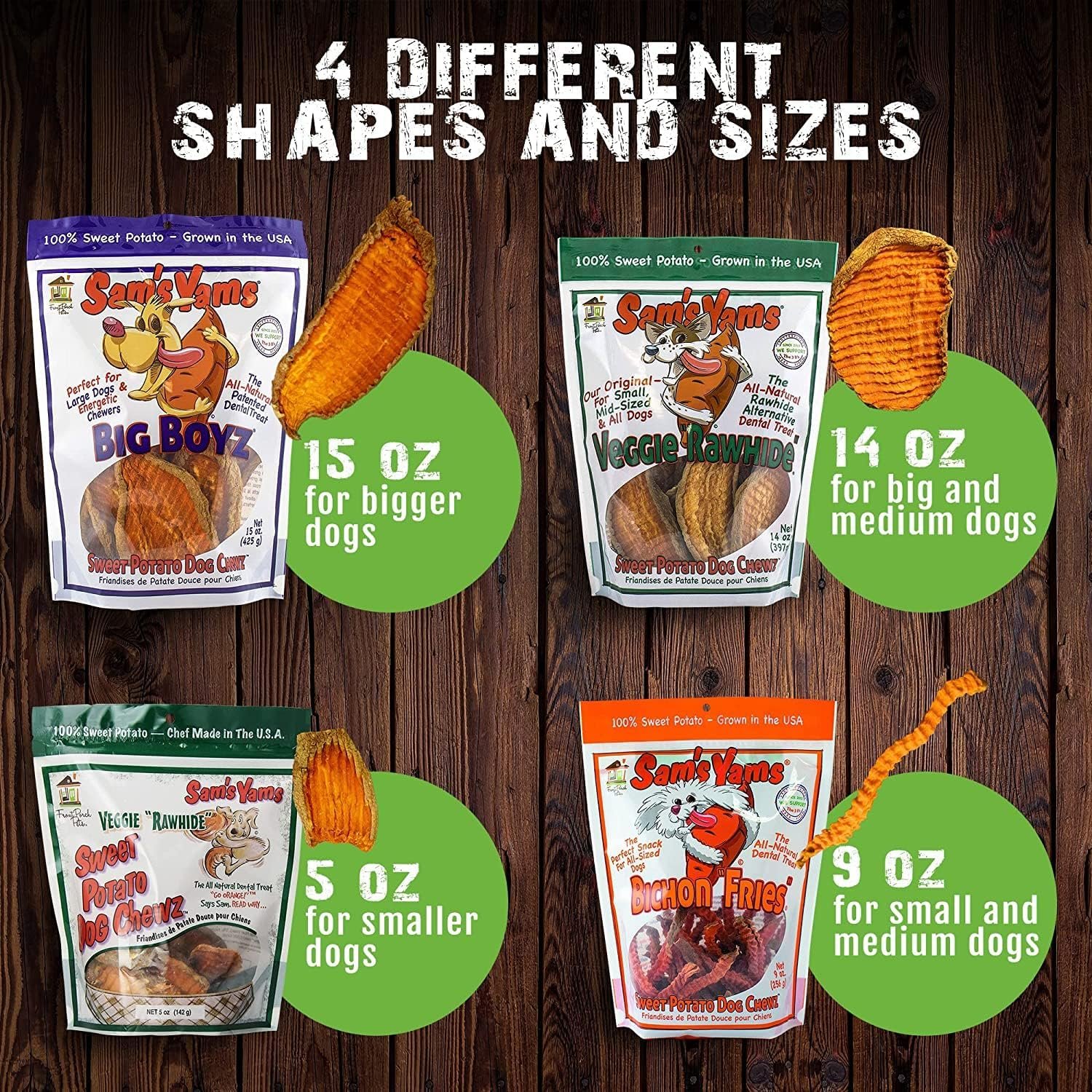 Sams Yams Sweet Potato Dog Treats, Healthy Dog Treats for Large Dogs - Sweet Potato Dog Treats Made in USA, High Fiber, Vegan Dental Chews - Big Boyz, Sweet Potato Dog Chewz, 15oz (Pack of 3) - Image 7