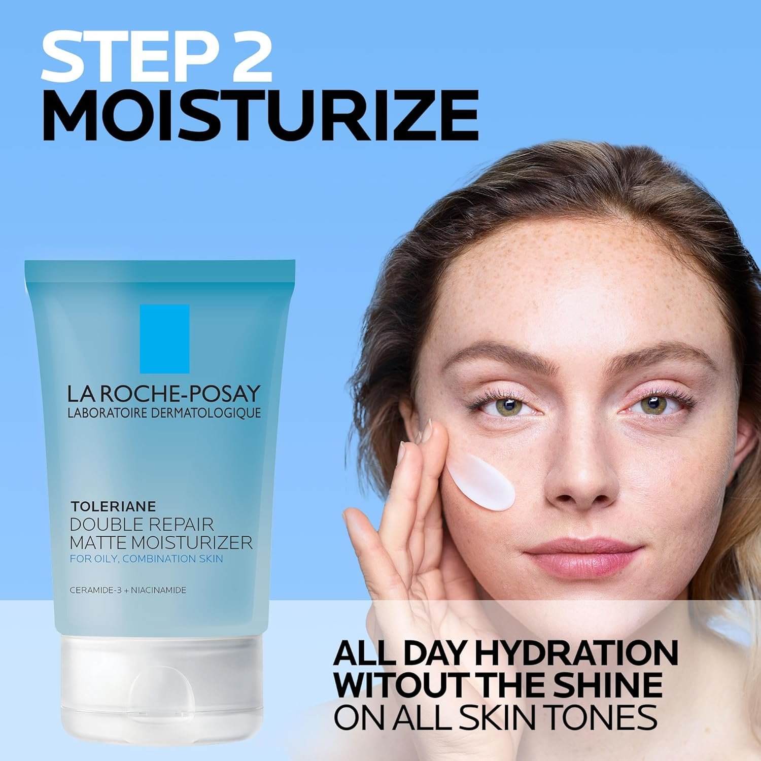 La Roche-Posay Toleriane Double Repair Matte Daily Face Moisturizer, For Oily Skin with Ceramide and Niacinamide for All Skin Tones, Oil Free, Non-Comedogenic - Image 4