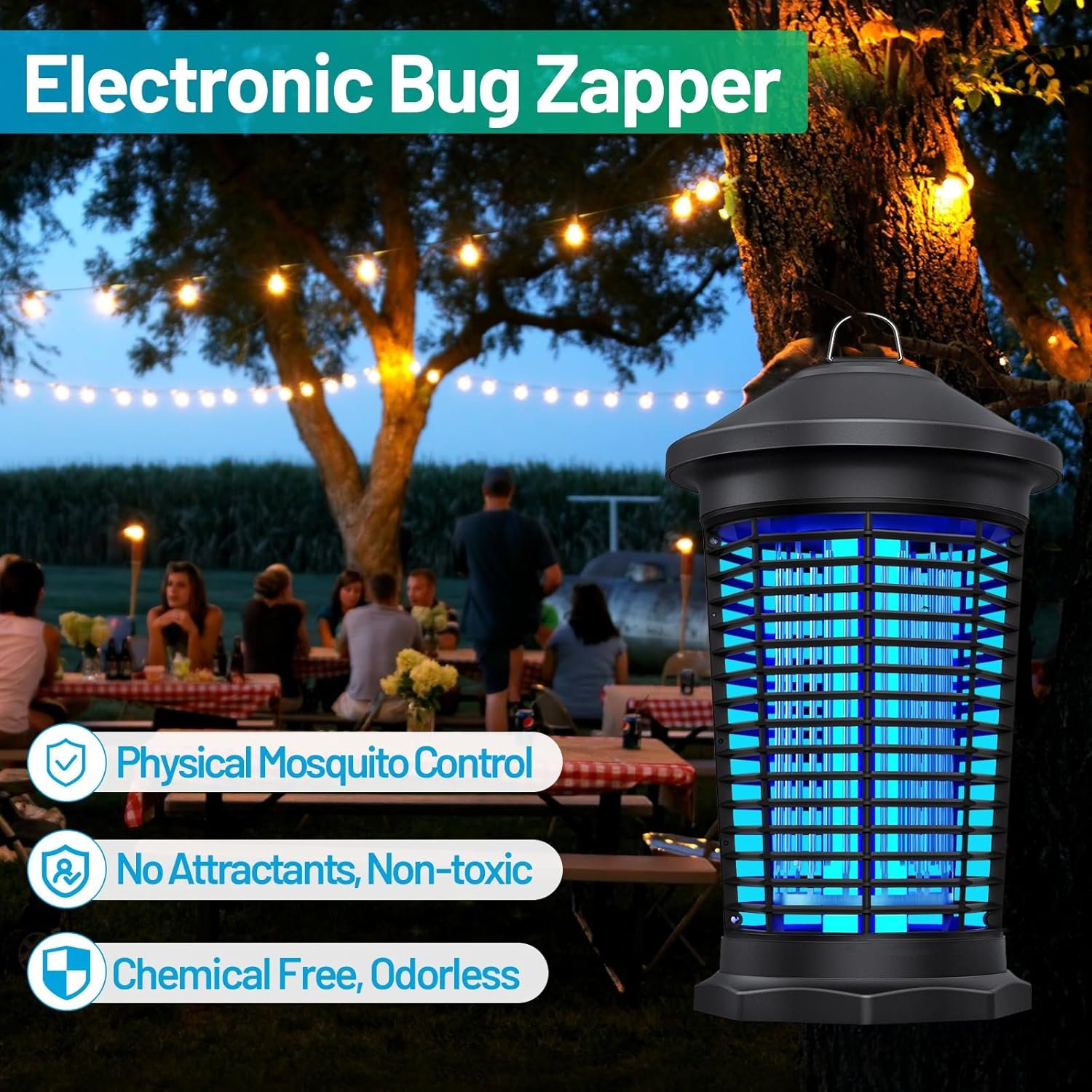 Bug Zapper Outdoor, Mosquito Zapper Indoor with 4000V High Powered, Electric Fly Zapper, Mosquito Killer Traps for Home, Kitchen, Backyard, Patio - Image 4
