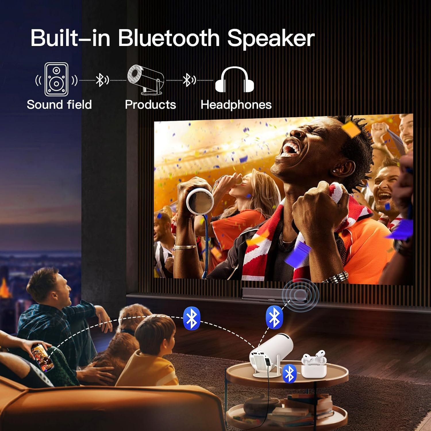 Mini Projector with Wifi and Bluetooth, New HY300 Pro Smart Vision Beam Projector with Android 11, Portable Outdoor Proyector, Support 1080P, Auto Keystone Home Movie Projector for PS4, LYNCAST - Image 3