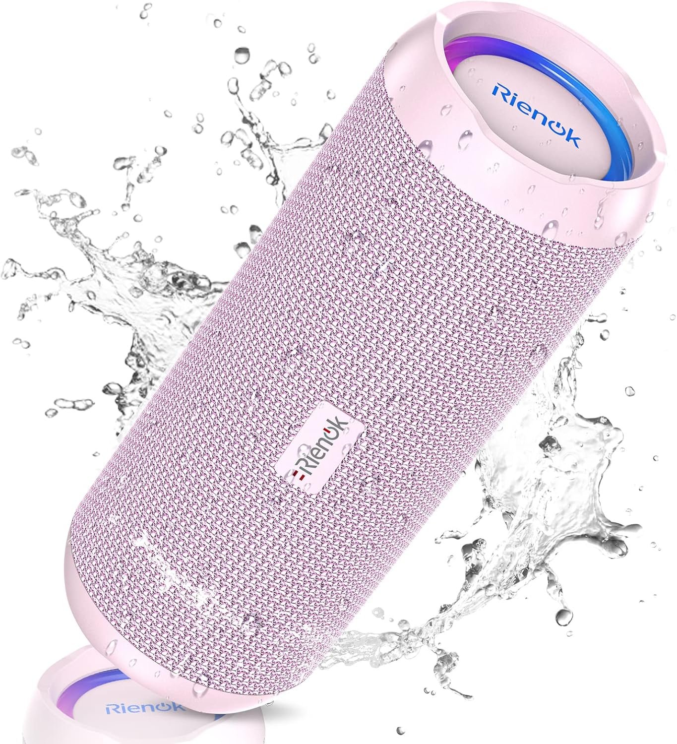 RIENOK Bluetooth Speaker Portable 30W Bass Button IPX7 Waterprooof True Wireless Stereo HD Sound Speakers Bluetooth Wireless Bluetooth 5.3(Pink) - Image 2
