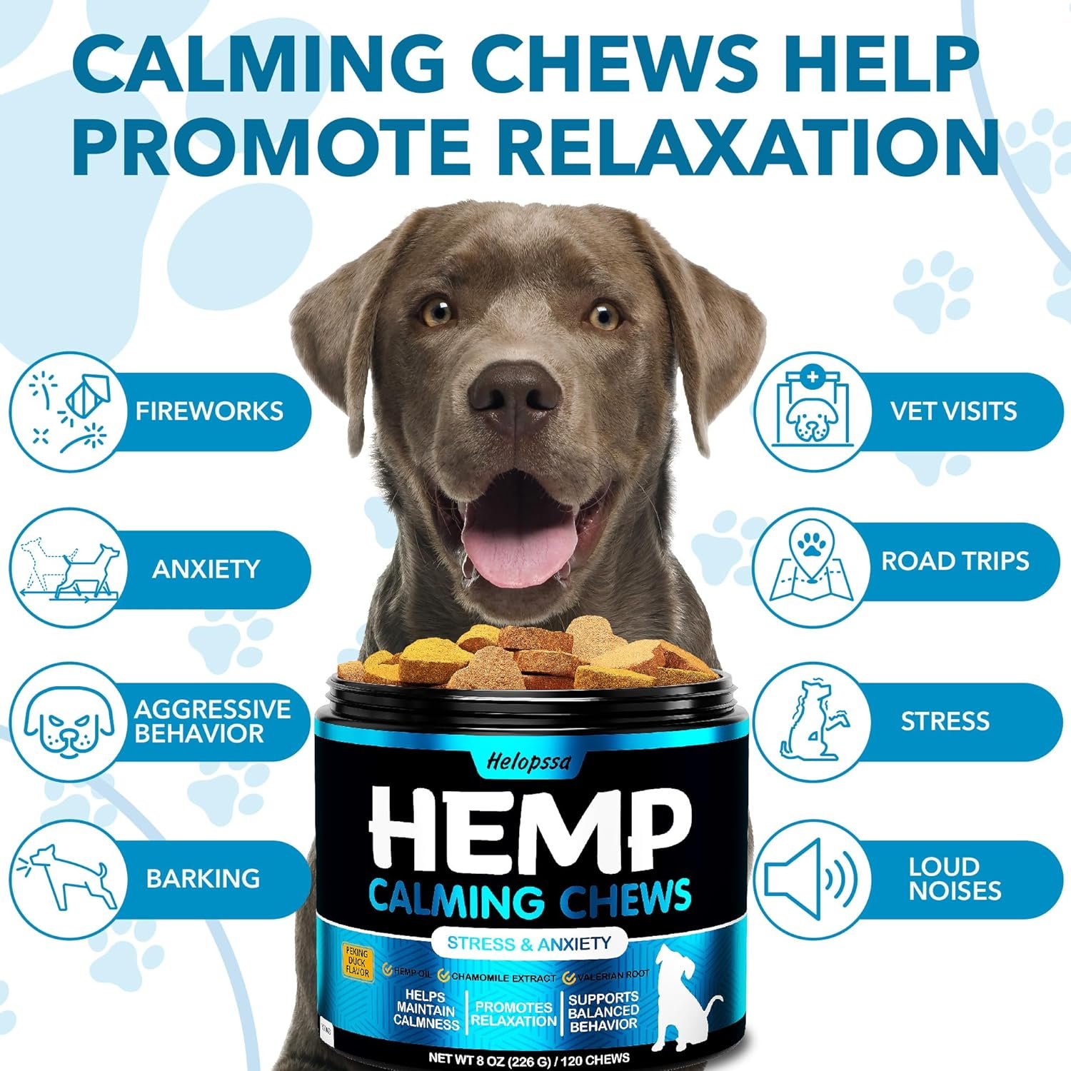 Hemp Calming Chews for Dogs with Anxiety and Stress - Dog Calming Treats - Dog Anxiety Relief - Storms, Barking, Separation - Valerian - Hemp Oil - Calming Treats for Dogs - Made in USA - 120 Chews - Image 4