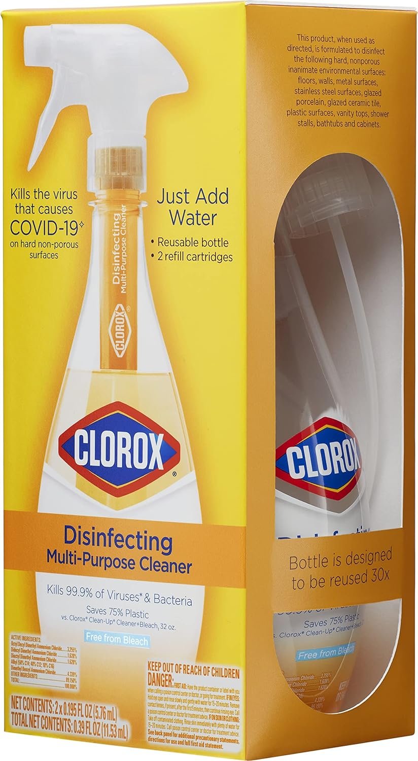 Clorox Disinfecting Multi-Purpose Cleaner Starter Kit with One Reusable Spray Bottle with 2 Refill Cartridges (Pack of 2) - Image 10