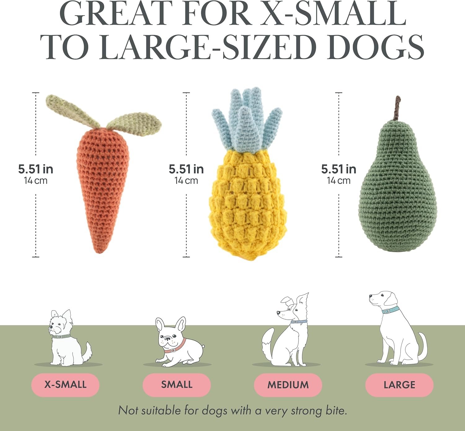 Organic Cotton Squeaky Dog Toys Fruits & Veggies Dog Toy Pack - Handmade Knit Dog Accessories, for Small Medium Dogs, Puppy Essentials and Puppy Toys Dog Christmas Gift - Image 6