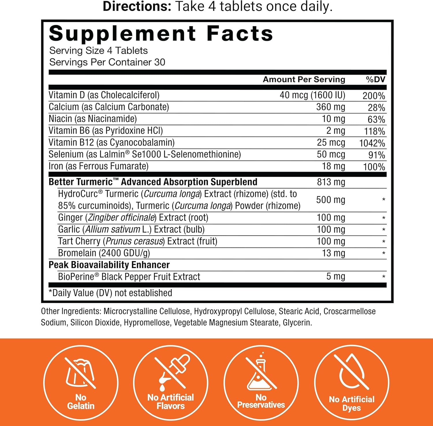 FORCE FACTOR Better Turmeric Curcumin 1600mg with Black Pepper & Ginger, Clinical Strength Joint Support Supplement, Superior Absorption, 120 Tablets - Image 6