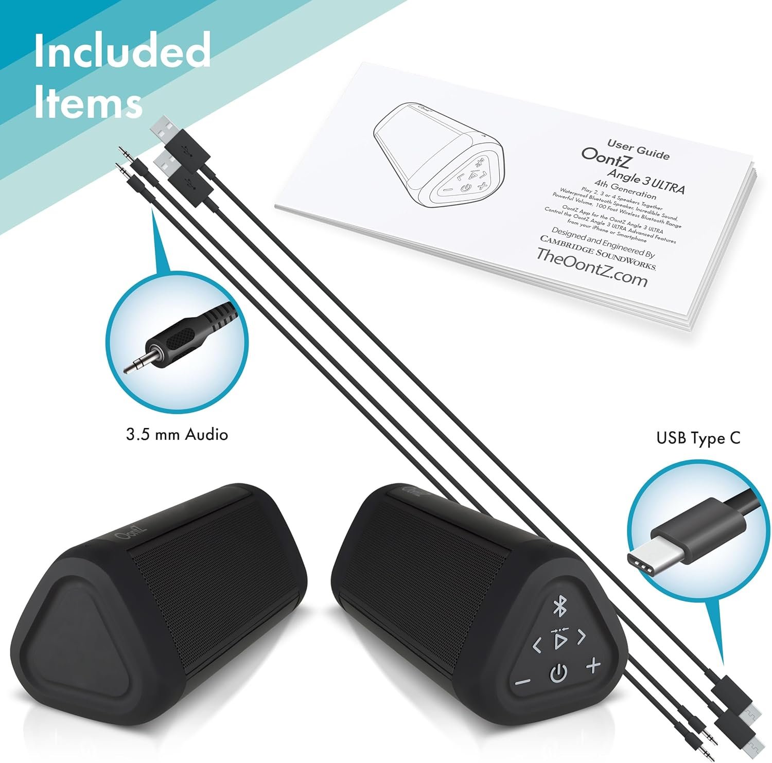 OontZ Ultra Bluetooth Speaker, Dual Edition Waterproof Bluetooth Speaker, Aux input, 14 Watts, Surround Sound, Rich Bass, Portable Wireless Speaker, Indoor Outdoor Speaker 20 hrs playtime (Black-Dual) - Image 8