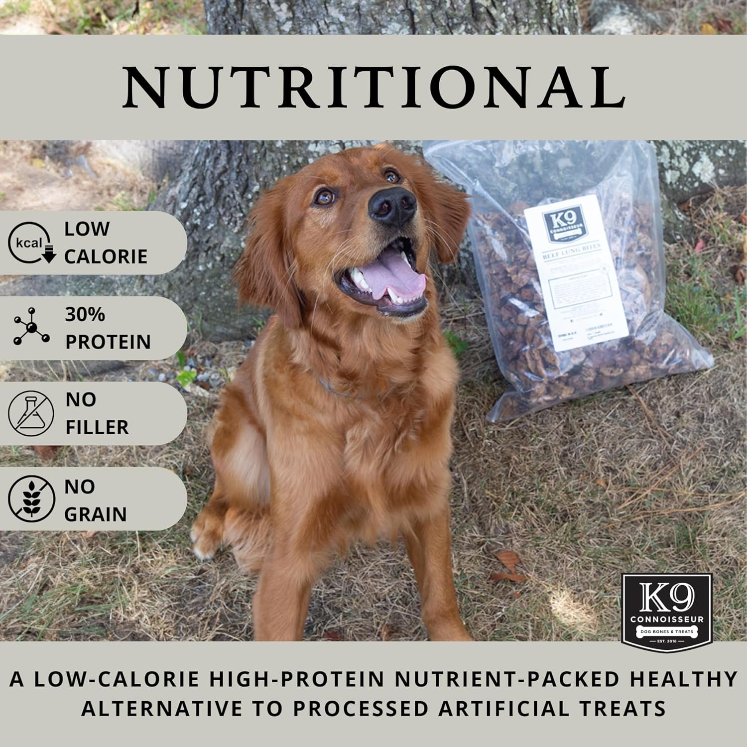 K9 Connoisseur Low to Odor Free Slow Roasted Beef Lung Dog Treats Made in USA, One Ingredient Dog Treats & All Natural Dog Treats, Grain Free Dog Treats for All Breeds & Sizes - 2.5 Pounds - Image 4