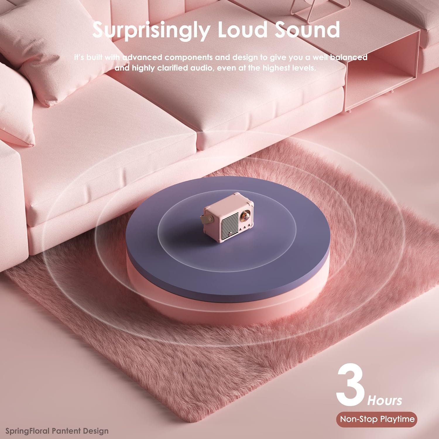 Retro Bluetooth Speaker, Wireless Vintage Small Speaker, Hands-Free Call,400mA Battery,TF Card,Aux Line, Portable Speaker for iOS Android Smartphone Home Office Gift Ideas Pink - Image 5