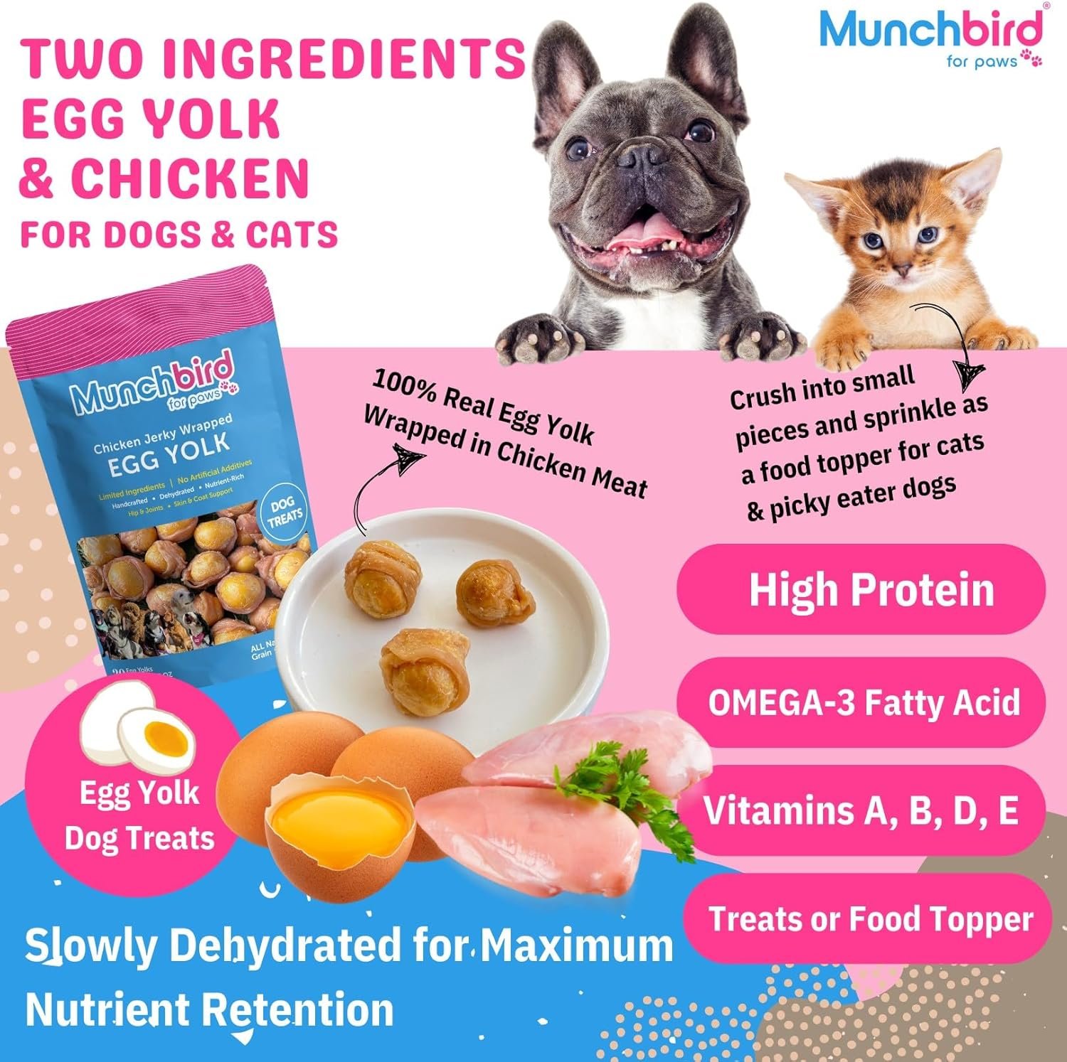 Dehydrated Chicken Jerky Wrapped Egg Yolk Dog Treats, 100% Egg Yolk, Food Topper for Dogs, No Filler, Alternative to Freezed Dried Quail Egg Yolk, 7 OZ (Pack of 20 to 30 Egg yolks) - Image 3