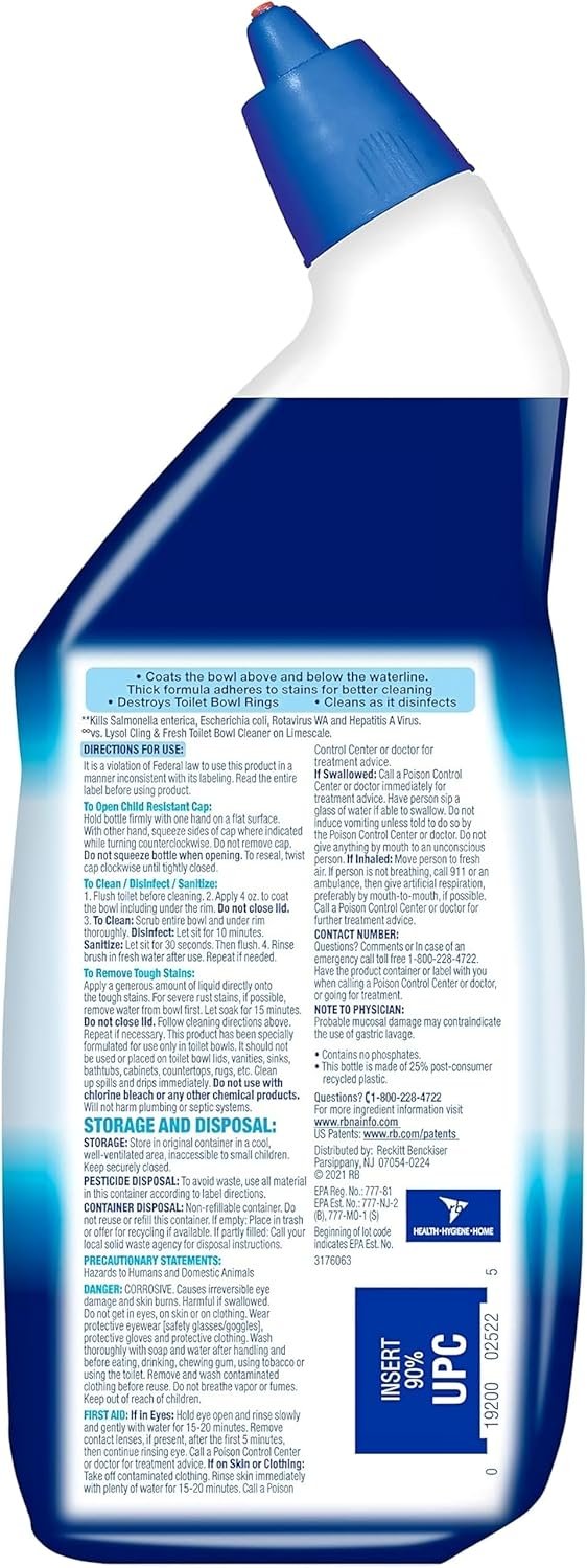 Lysol Toilet Cleaner Bundle - 2 Power Toilet Bowl Cleaner (24 Fl Oz) and 1 Ocean Fresh Click Gel Automatic Toilet Bowl Cleaner (6 count) - Image 3