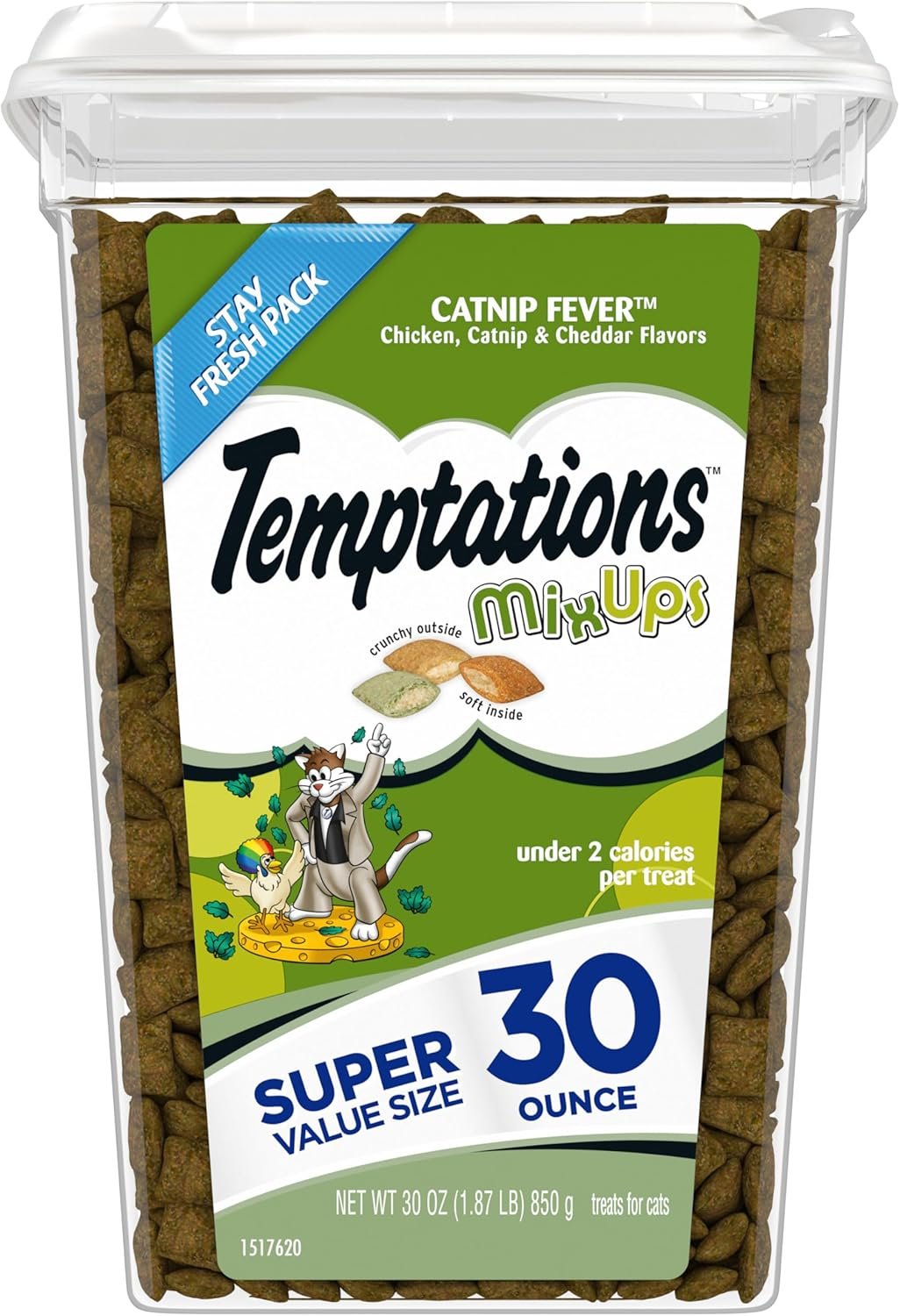 Temptations MixUps Catnip Fever Flavor Crunchy and Soft Cat Treats, 30 oz. Tub - Image 2