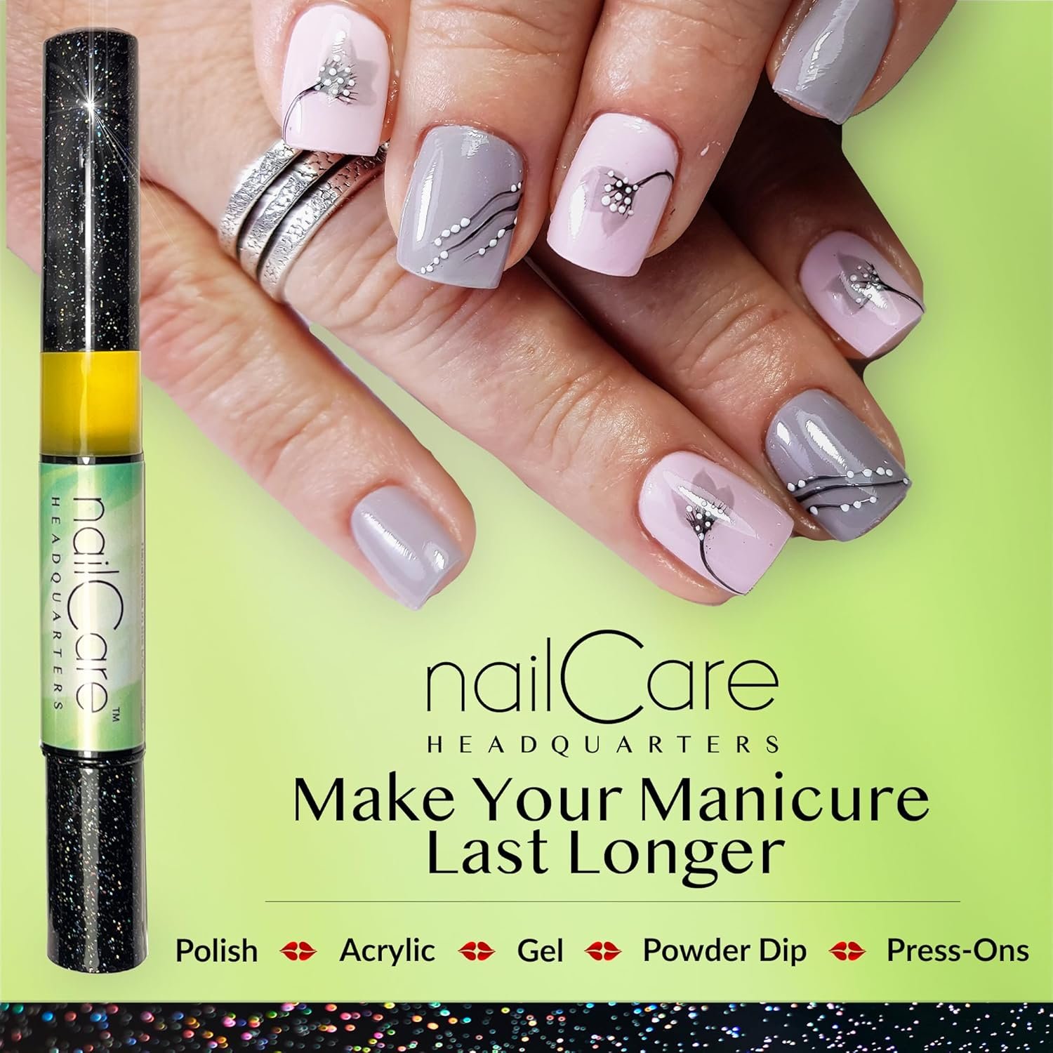 Cuticle Oil Pen for Nails - Nail Strengthener & Growth Oil and Serum for Damaged Nails, Hangnails w/Jojoba cuticle oil—Honeydew Ice Fragrance - Holo Glitter Pen - Image 5