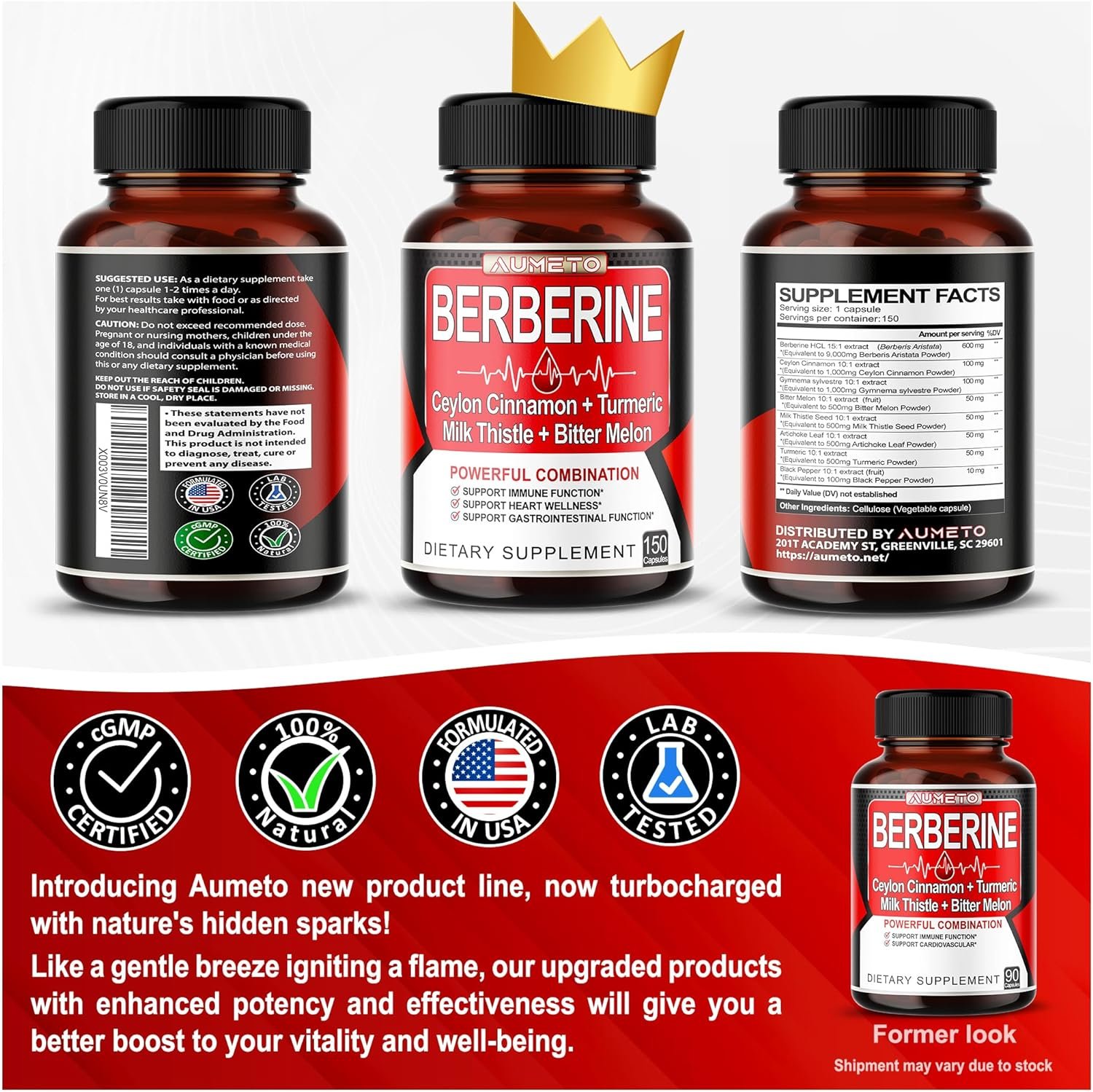 8 in 1 Berberine Supplement - Equivalent to 13100mg per Capsule - Support Digestion, Immunity - with Ceylon Cinnamon, Milk Thistle, Turmeric, Bitter Melon - Image 6