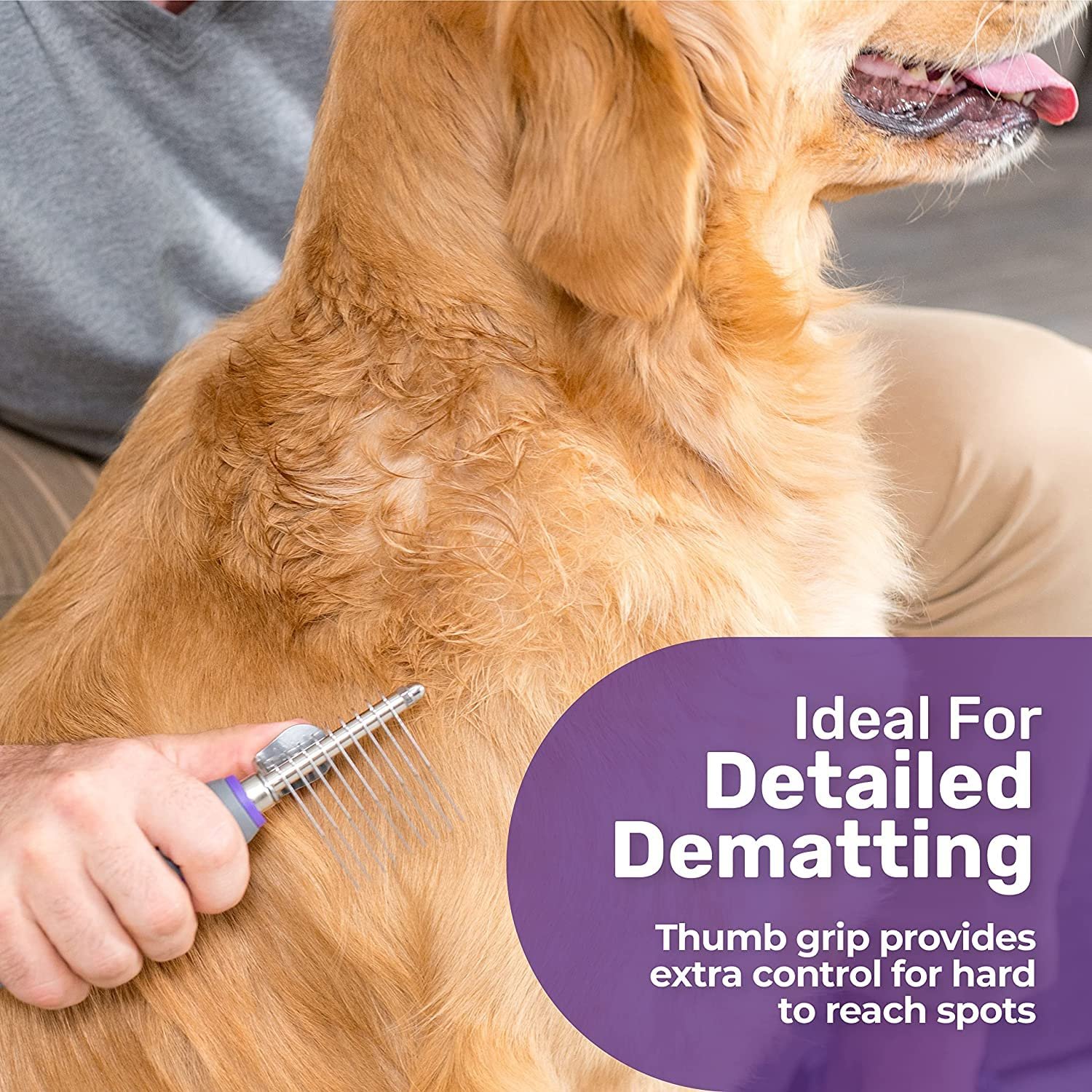 Hertzko Grooming Dematting Comb for Pets - Removes Mats and Tangles - Ideal Dematting Comb for Dogs and Cats - Grooming Tool for All Fur Types - Easy to Use and Clean - Stainless Steel - Image 7