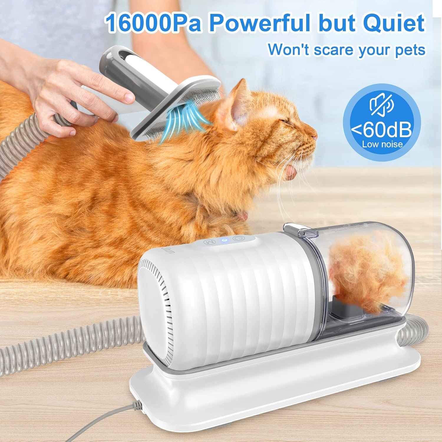 Dog Grooming Kit: 16000Pa Powerful Dog Grooming Vacuum, 99% Pet Hair Suction, Pet Grooming Vacuum with 4 Grooming Tools & 3 Suction Levels, Large Dust Cup & Low Noise Clippers for Dogs & Cats - Image 3