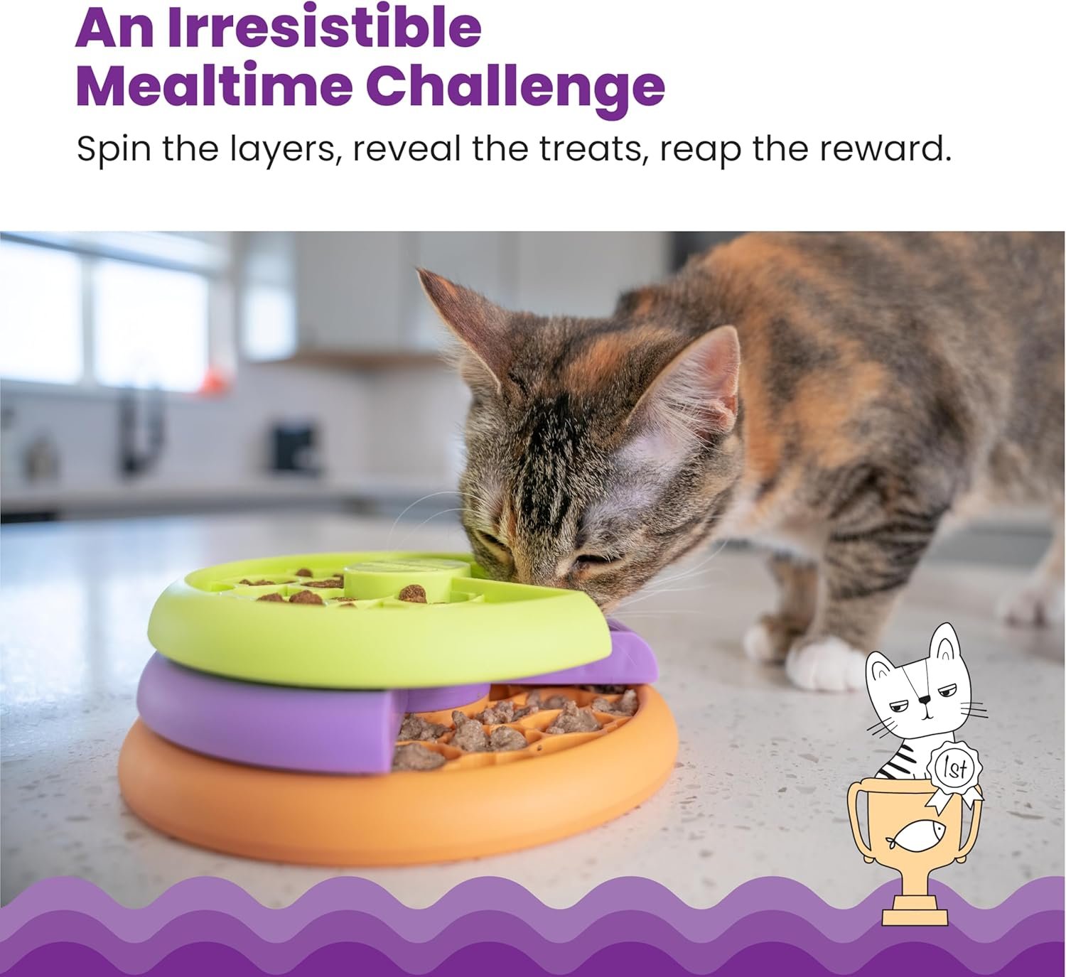 Catstages Kitty Lickin' Layers Multilayered Cat Fun Feeder Cat Treat Puzzle - Image 3