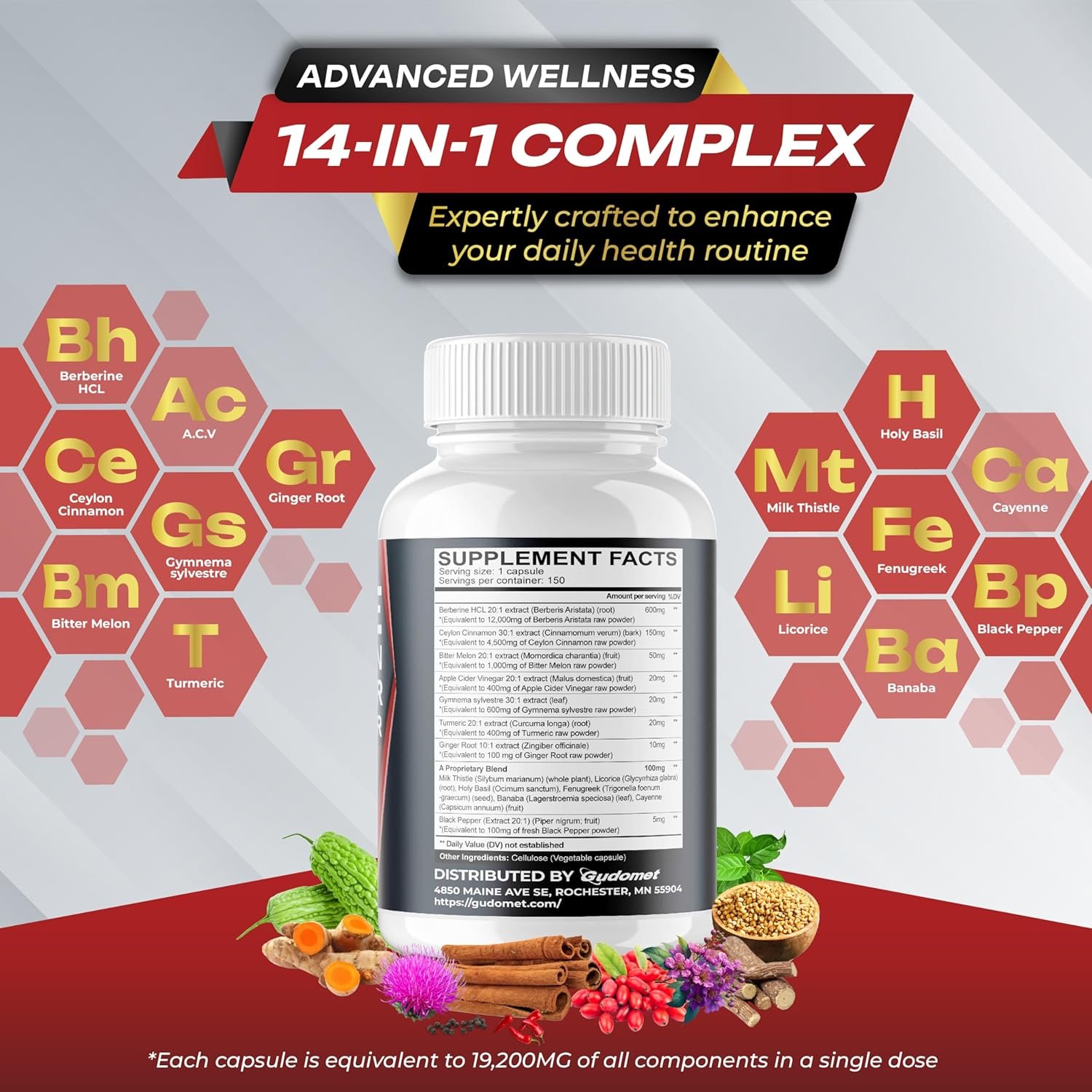 Berberine 12,000mg Ceylon Cinnamon 4,500mg - All-in-1 Supplement with Bitter Melon AVG Gymnema sylvestre Turmeric Milk Thistle Licorice Holy Basil Fenugreek Banaba - Image 3