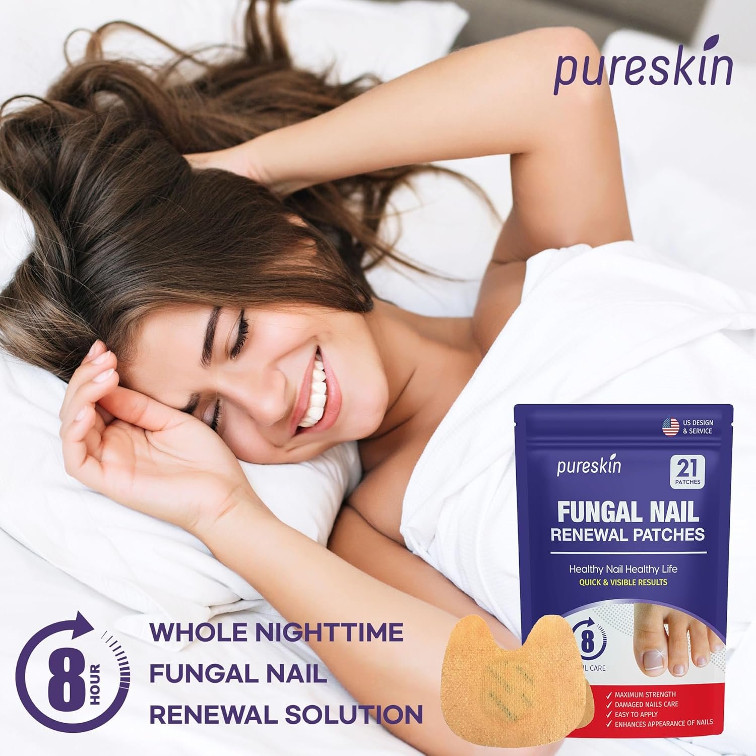 Extra Strength Toenail Fungus Treatment Patches: Nail Fungus Treatment for Toenail Fingernails - Fungal Nail Patches Nail Repair Patches - 8-Hour Nightime Nail Renewal Patches - 21Patches - Image 7