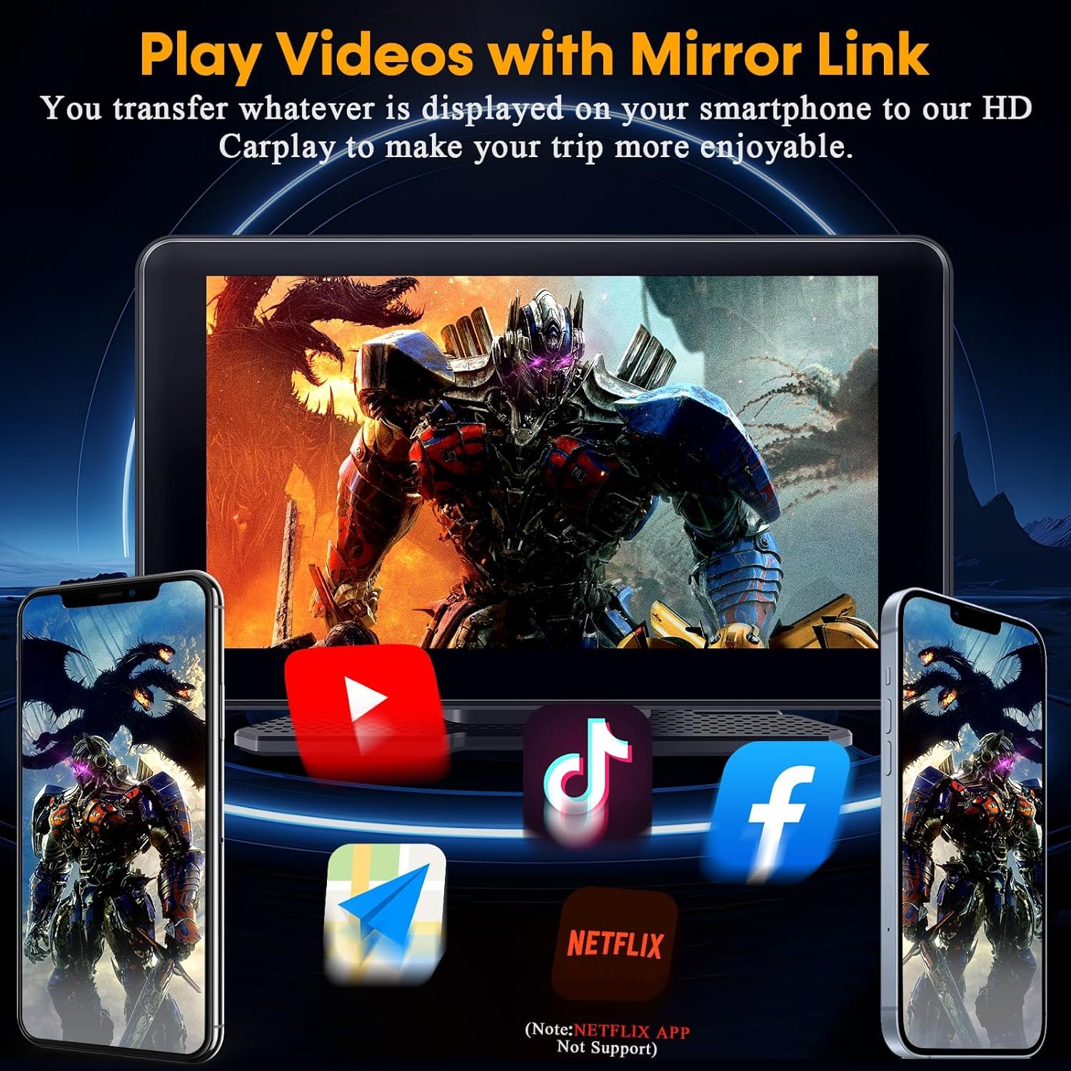 Car Screen Portable Carplay for Apple: 7 Inch Android Auto - Wireless Car Play with Backup Camera,2.5K Dash Cam,GPS Navigation,Car Audio Receivers Bluetooth,Mirror Link, Bluetooth,FM,Siri AMTIFO A28 - Image 9