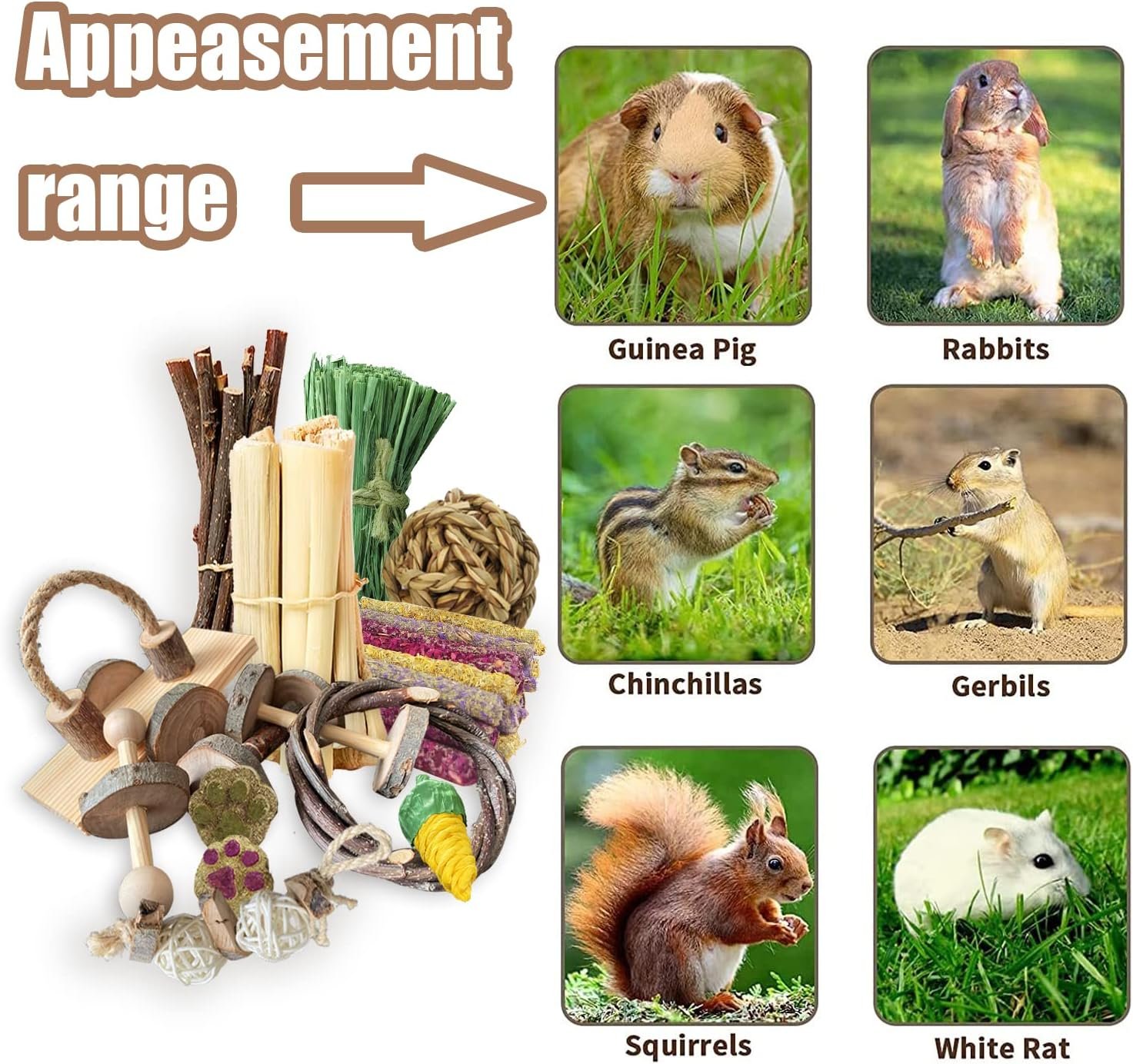 Guinea Pigs Toys, Wooden Rabbit Toys, Bunny Toys for Exercise Molar Teeth Care, Best Choose for Gerbils, Rats, Birds, and Other Small Pets - Image 8