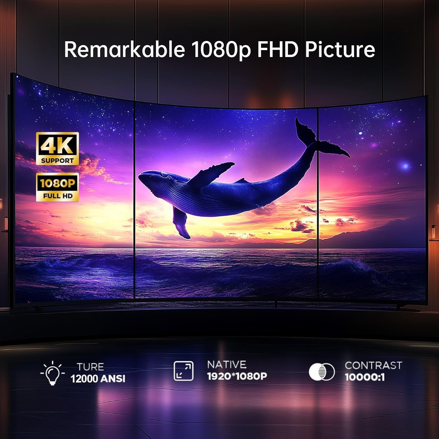 Projector with Wifi and Bluetooth,Staratlas Native Resolution 1080P,Tv Projector for Bedroom,Support Screen Mirror,Mini Portable Projector,12000L,Movie Projector Indoor (Bundle white-blue) - Image 3