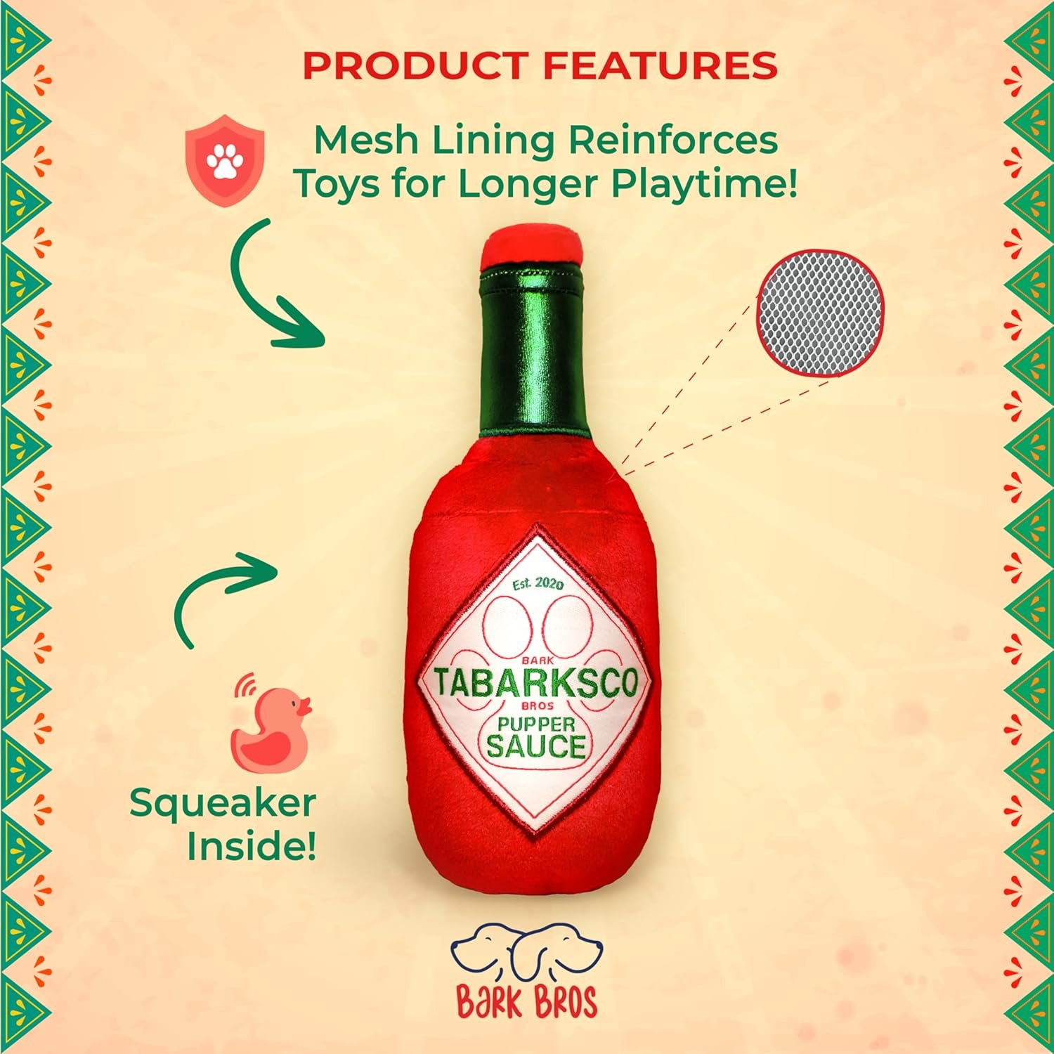 Bark Bros - Sauce Bottle Dog Toys - Plush Squeaky Dog Toys Funny Parody - Dog Birthday Toy - Cute Dog Toys - Puppy Toys - Puppy Gifts - Dog Toys for Small, Medium, Large Dogs (Tabarksco) - Image 5