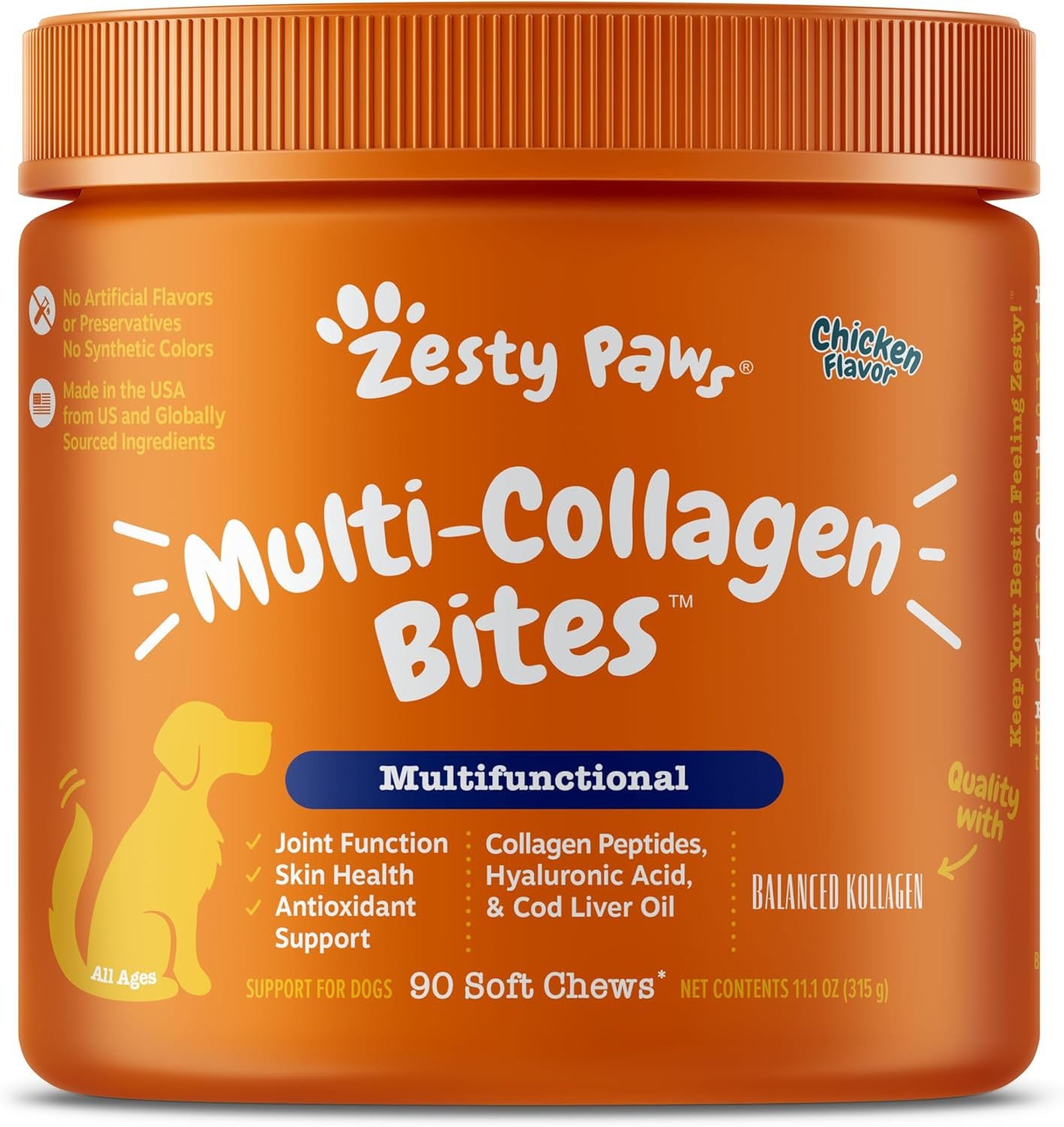 Zesty Paws Multi Collagen Soft Chews for Dogs - for Hip, Joint & Cartilage Support + Skin Health - with Collagen - Plus Eggshell Membrane, Vitamin C & Hyaluronic Acid - 90 Count - Image 2