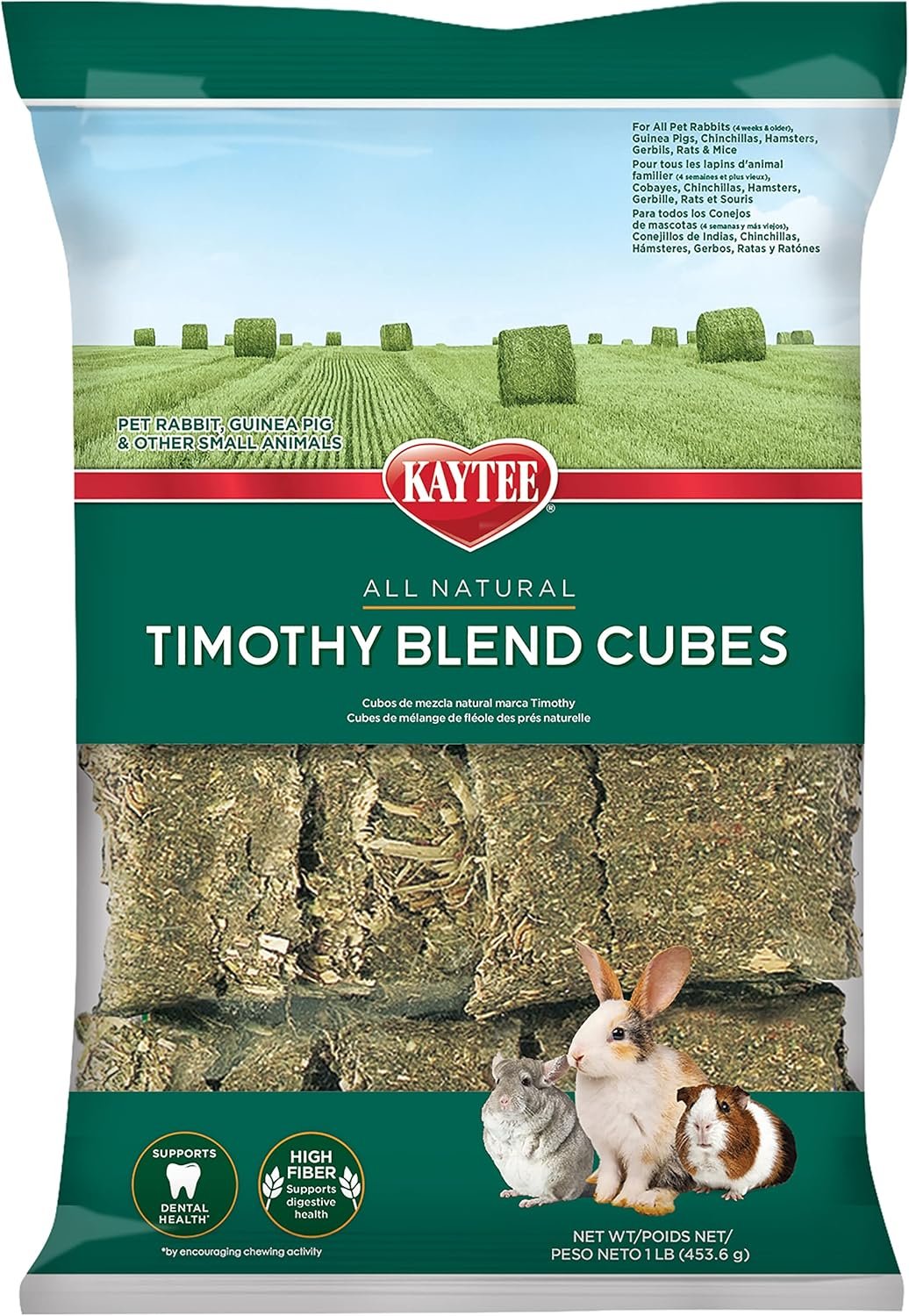 Kaytee Timothy Hay Blend Cubes for Pet Rabbits, Guinea Pigs, Chinchillas, and Other Small Animals, 1 Pound - Image 2