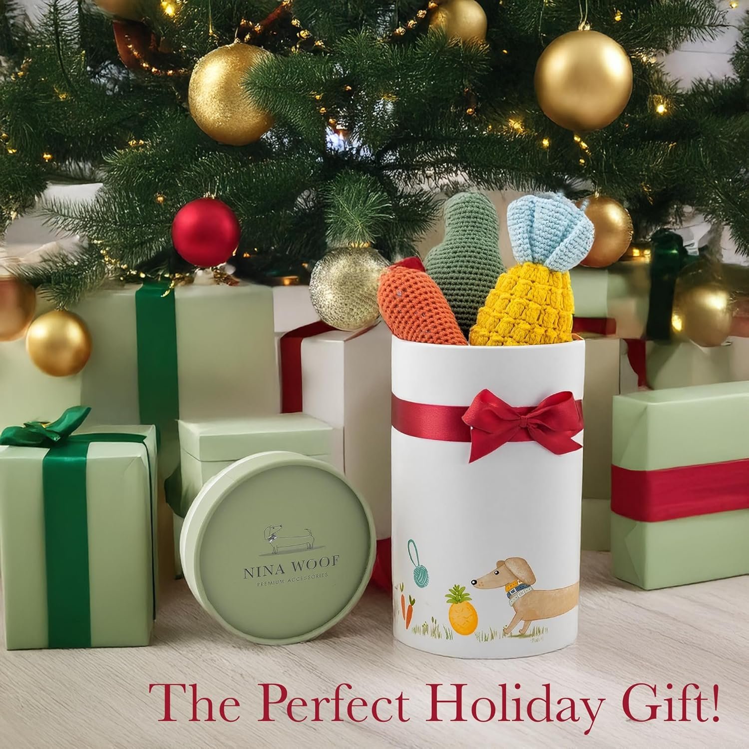 Organic Cotton Squeaky Dog Toys Fruits & Veggies Dog Toy Pack - Handmade Knit Dog Accessories, for Small Medium Dogs, Puppy Essentials and Puppy Toys Dog Christmas Gift - Image 3