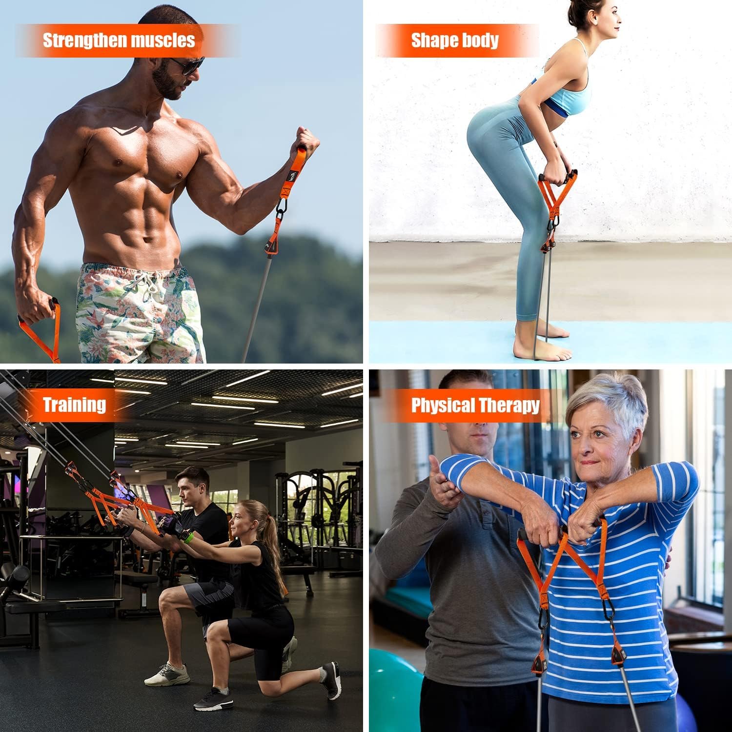Resistance Bands, Heavy Exercise Bands with Handles, Fitness Bands for Working Out, Workout Bands for Men, Weight Bands Set for Muscle Training, Strength, Slim, Yoga, Home Gym Equipment - Image 6