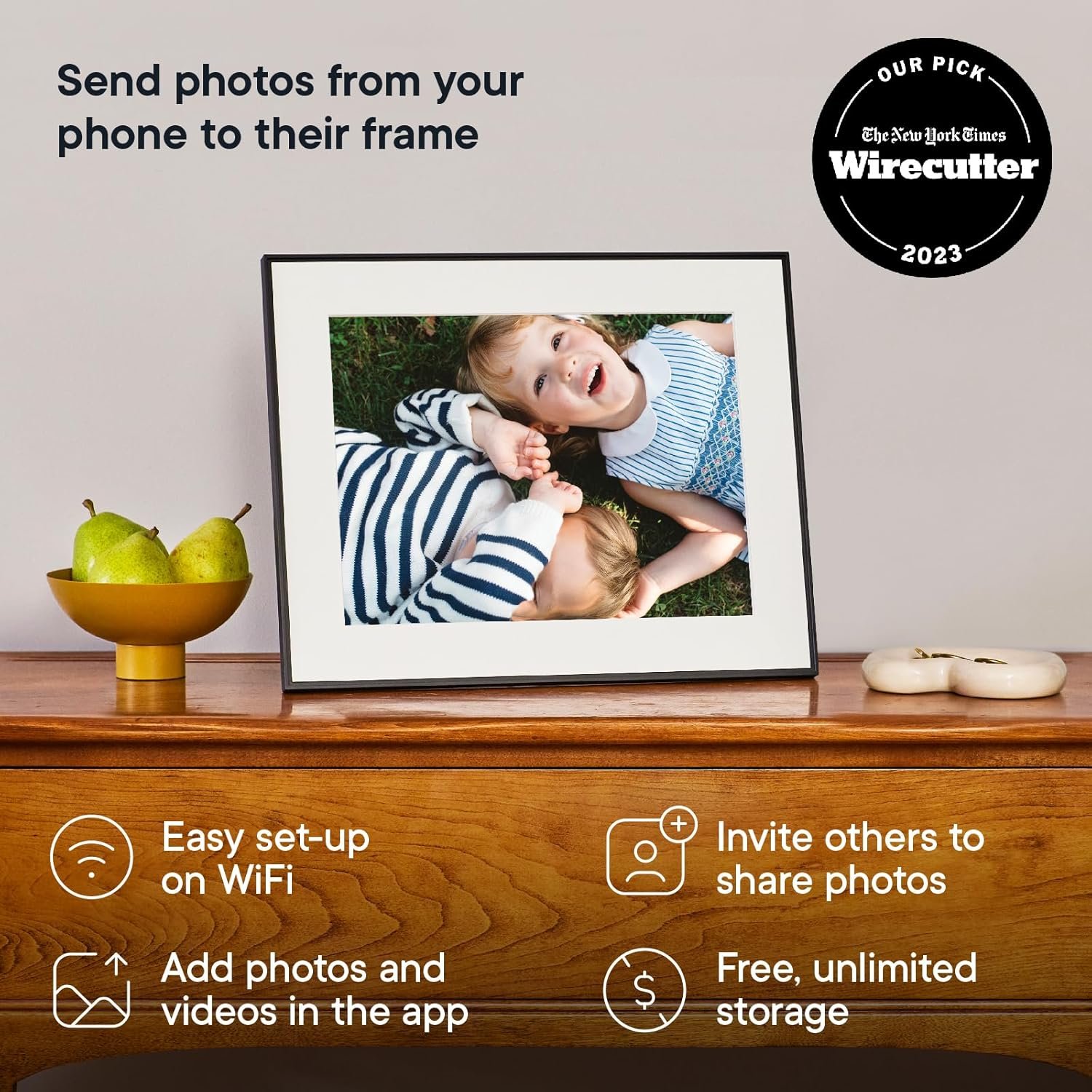 Aura Walden 15" WiFi Digital Picture Frame | Wirecutter's Best Digital Frame for Gifting | Send Photos from Your Phone | Quick, Easy Setup in Aura App | Free Unlimited Storage | Ink with White Mat - Image 3