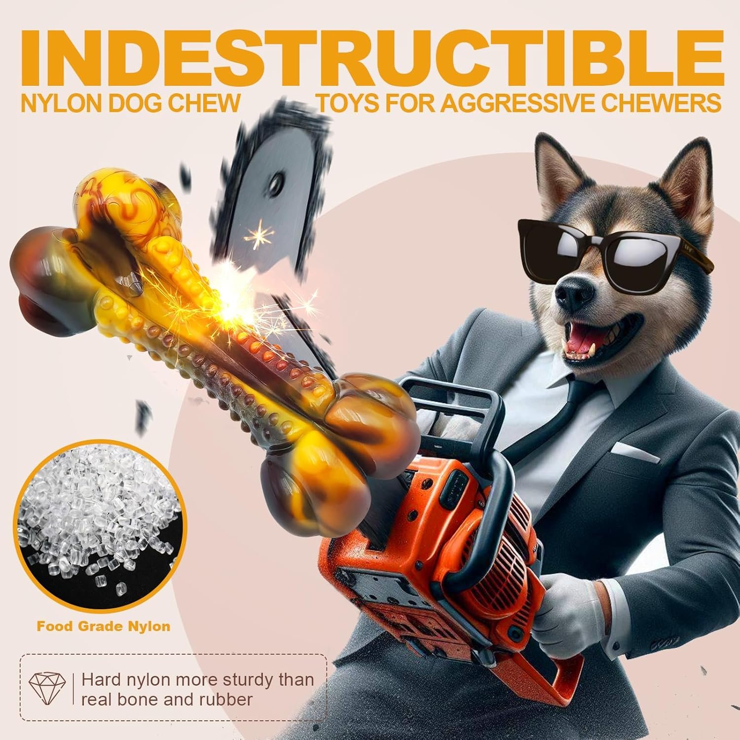 Dog Chew Toys for Aggressive Chewers Indestructible Dog Toys for Large Dogs Medium Small Breed, Tough Nylon Interactive Durable Chew Toy for Dog Teething Bacon Flavor, Best Gift&Keep Them Busy - Image 5