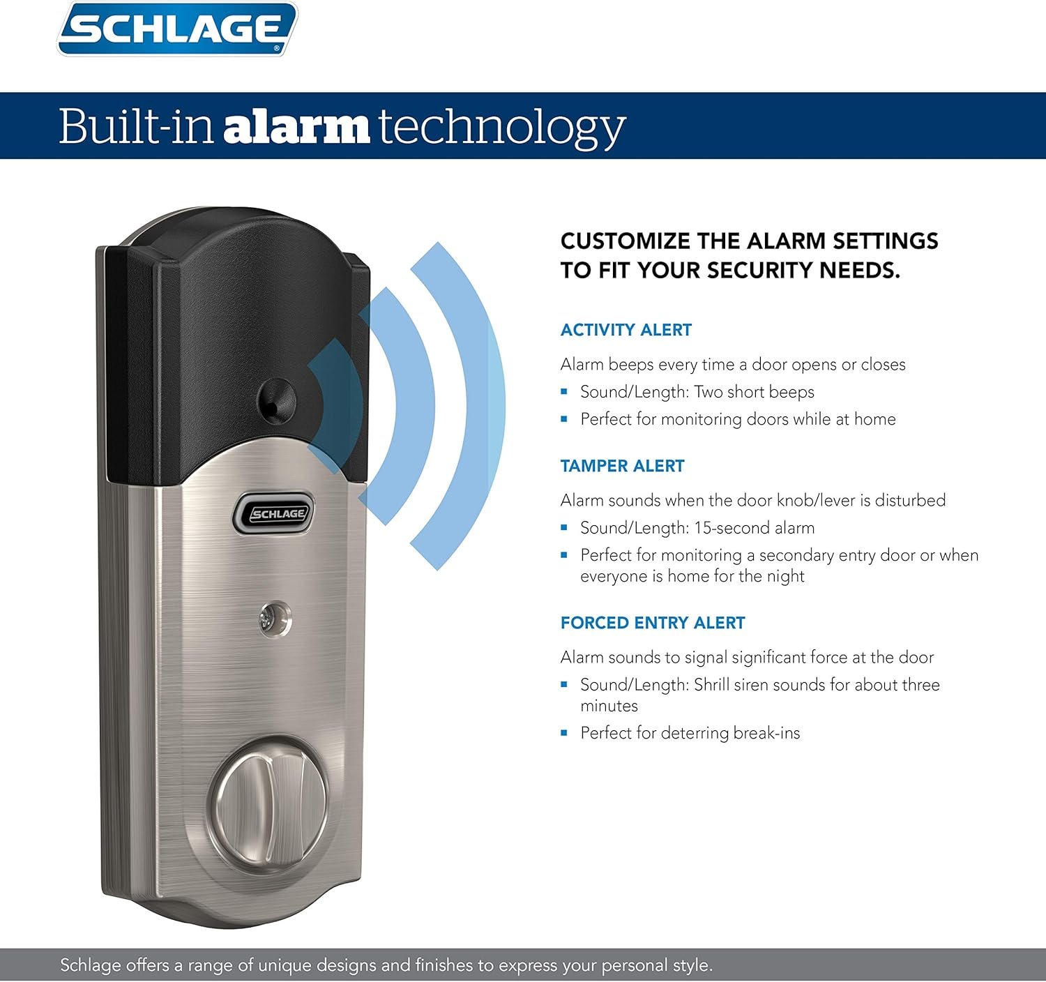 SCHLAGE BE469ZP CAM 605 Connect Smart Deadbolt With Alarm Inbuilt Camelot Trim In Bright Brass - Image 5