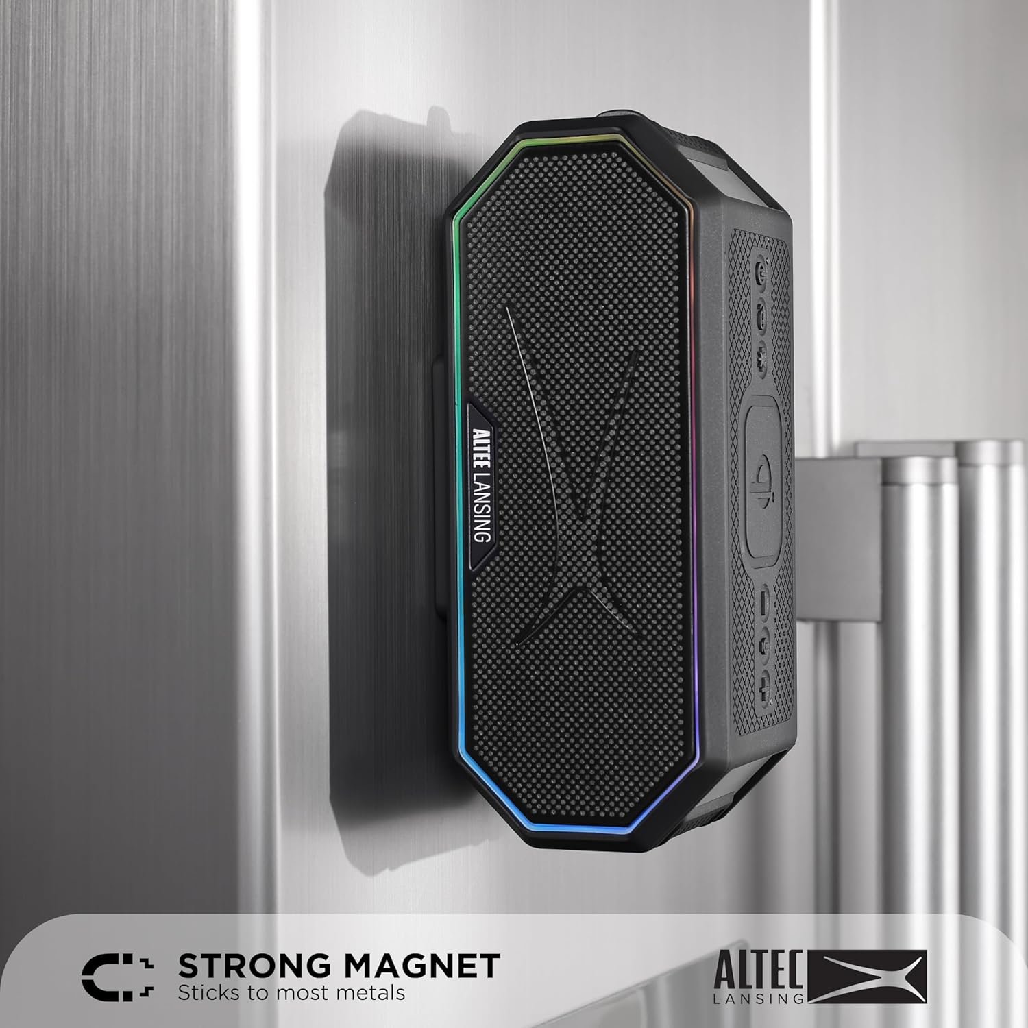 Altec Lansing Loud Portable Speakers Bluetooth Wireless Waterproof - MultiColor LED, 20 Hour Playtime, Mount Included | HydraBLAST 2.0 Magnetic Bluetooth Speaker for Travel, Home and Outdoor Adventure - Image 7