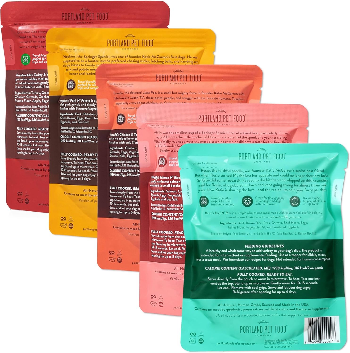 Portland Pet Food Company Mixed Wet Dog Food Pouches Variety Pack - Human-Grade, Gluten-Free Dog Food Toppers and Meals for Small and Large Breeds - Fresh Dog Food Made in the USA - 5-Multipack - Image 3