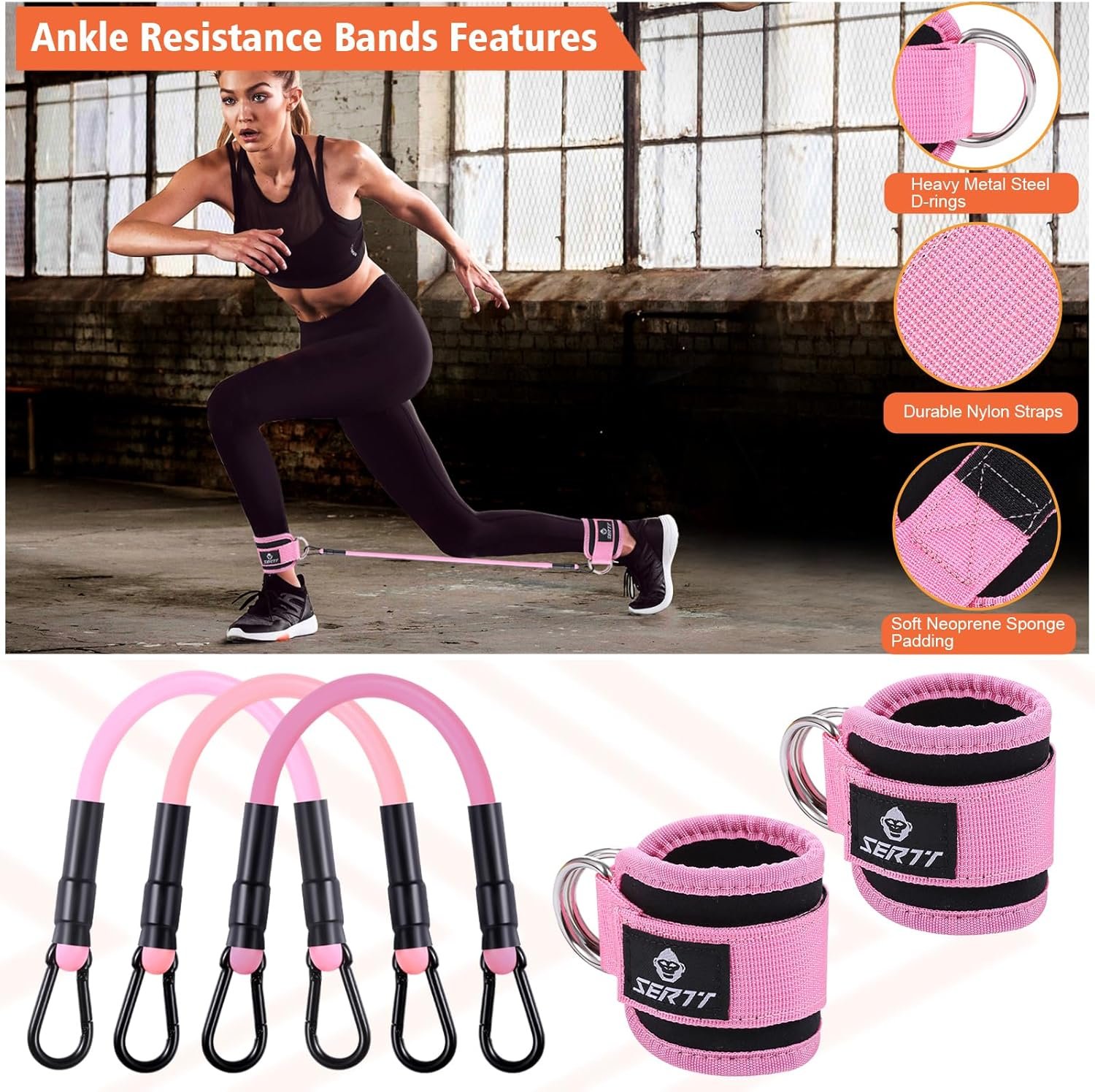 12Pcs Foam Barbell Pad Set for Squats, SERTT Hip Thrust Pad Gym Essentials Set for Workout, 1 Gym Pad, 1 Carry Bag, 2 Lifting Strap, 2 Ankle Cuffs, 3 Ankle Risistance Band, 3 Hip Resistance Bands - Image 6