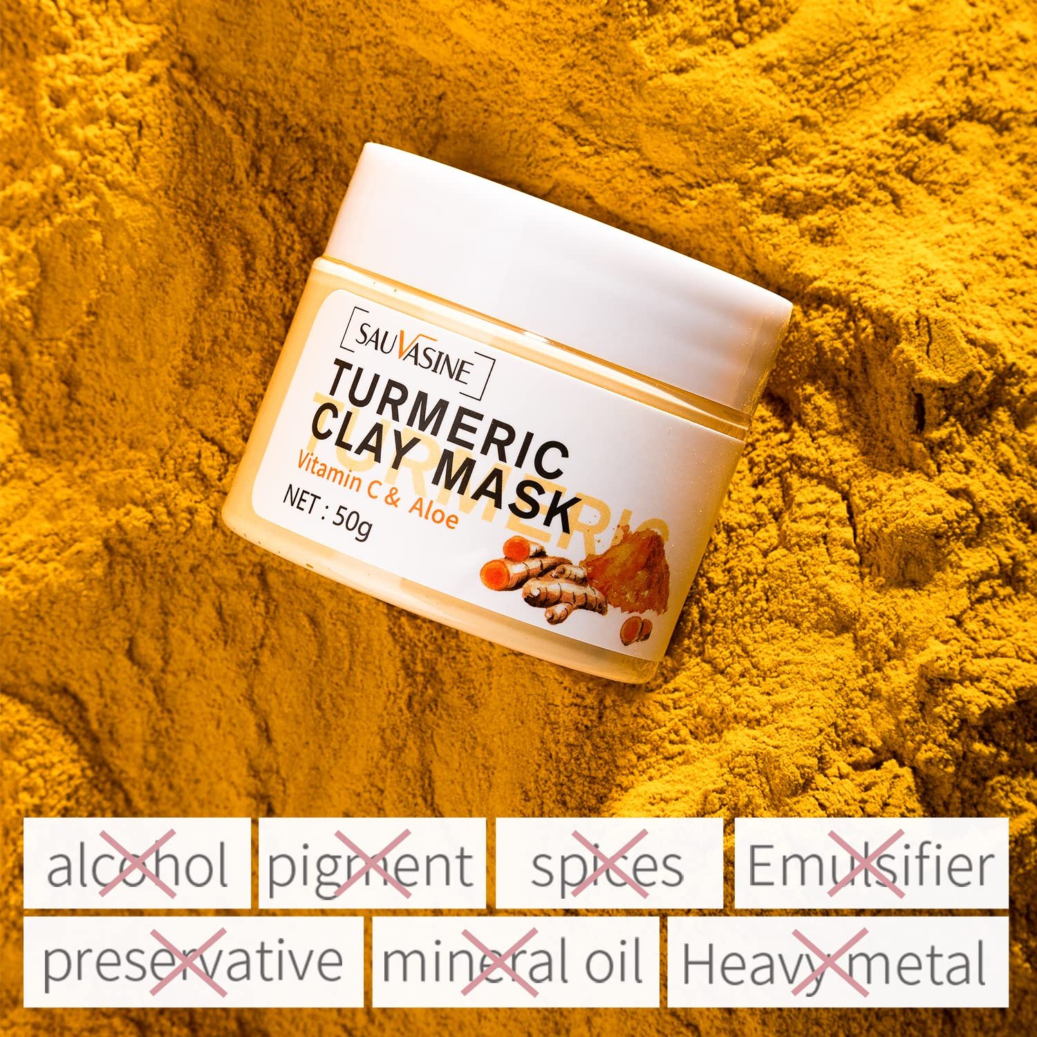 Lanthome Turmeric Vitamin C Face Mask, Hydrating Cleansing Blackheads,Turmeric Clay Mask for Controlling Acne, Oil and Refining Pores - Image 4