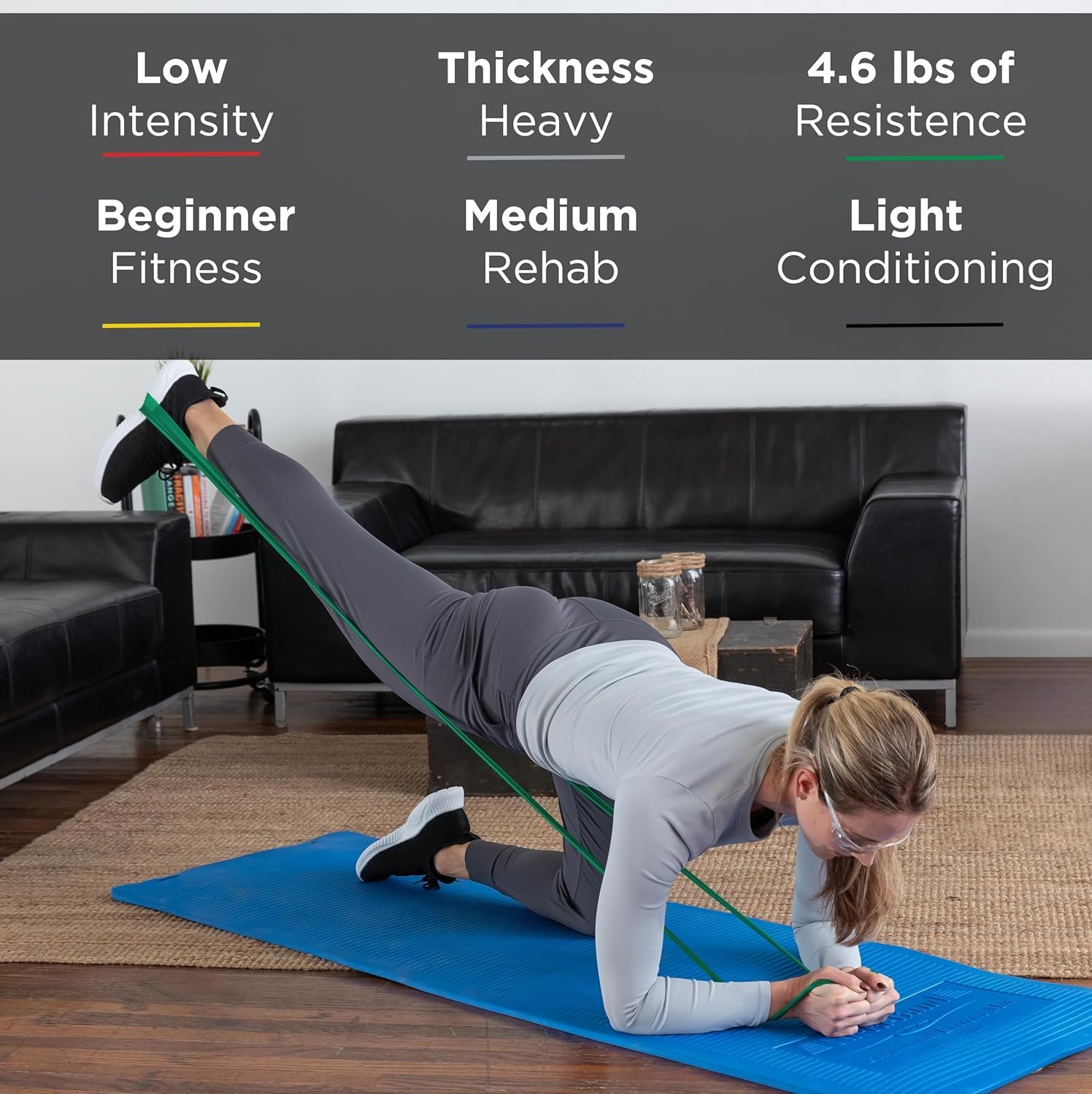 THERABAND Resistance Bands Set, Professional Non-Latex Elastic Band For Upper & Lower Body Exercise, Strength Training without Weights, Physical Therapy, Pilates, Rehab, Yellow & Red & Green, Beginner - Image 5