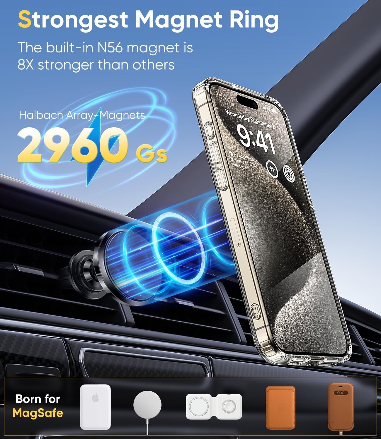 for iPhone 15 Pro Max Case, Strong Magnet-Compatible with MagSafe, Shockproof Military-Grade Protection, Slim Mag Safe Thin Phone Cover Promax 6.7 In for Apple 15pro Max, Clear (Super Magnetic) - Image 3