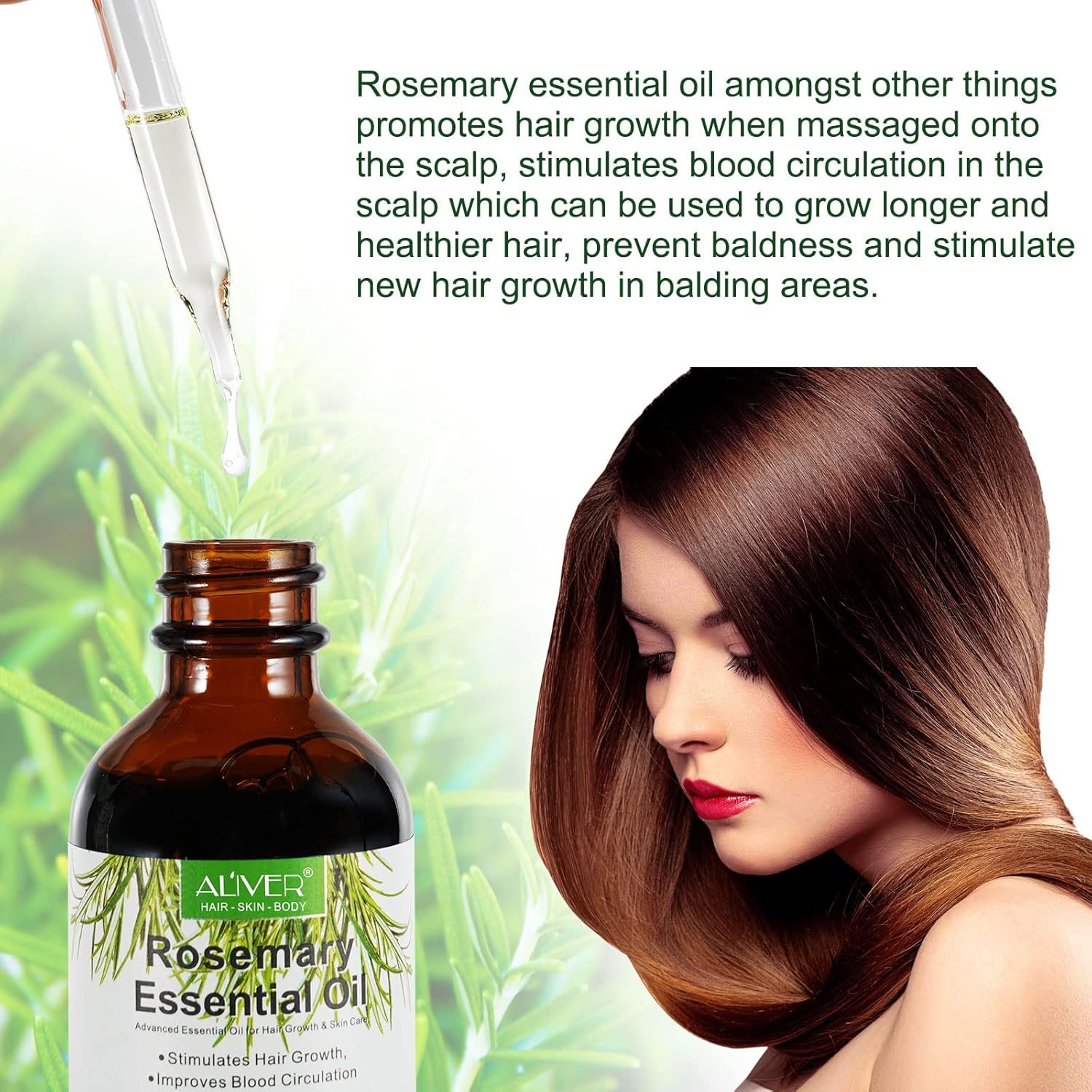 Organic Rosemary Oil (60ml) with Scalp Massager - Hair Growth, Eyelash, Eyebrow & Body Oil for Nourishing and Improved Circulation - Image 9