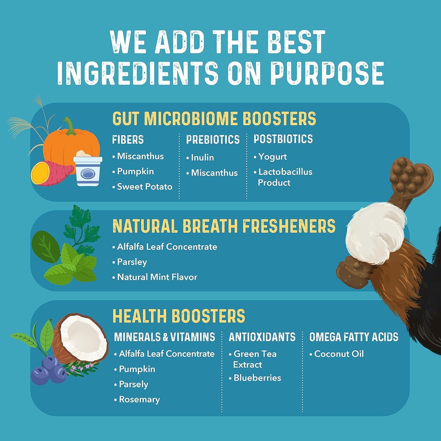 Bernie's Charming Chompers - Daily Dental Chews for Dogs 26-50 Lbs. - 18 Count - Cleans Teeth, Freshens Breath, + Boosts Oral-Gut Microbiome. Easy to Digest, Supports Healthy Digestion Naturally - Image 6