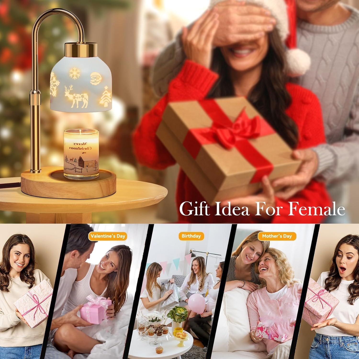 Loowoko Candle Warmer Lamp, Housewarming Gifts for New Home Decor, Dimmable Scented Wax Melt Warmer with Timer, 2 Bulbs, Gift for Female - Image 7