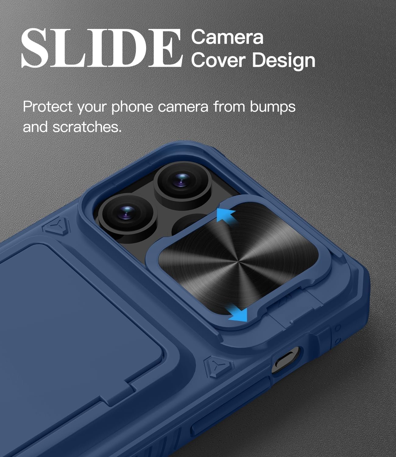 Wallet Case for iPhone 15 Pro Max, Phone Case Bulit-in Credit Card Holder (Storage 4 Cards) & Slide Camera Lens Cover, Durable Shockproof Rugged Wallet Case for iPhone 15 Pro Max- 2023, Blue - Image 5
