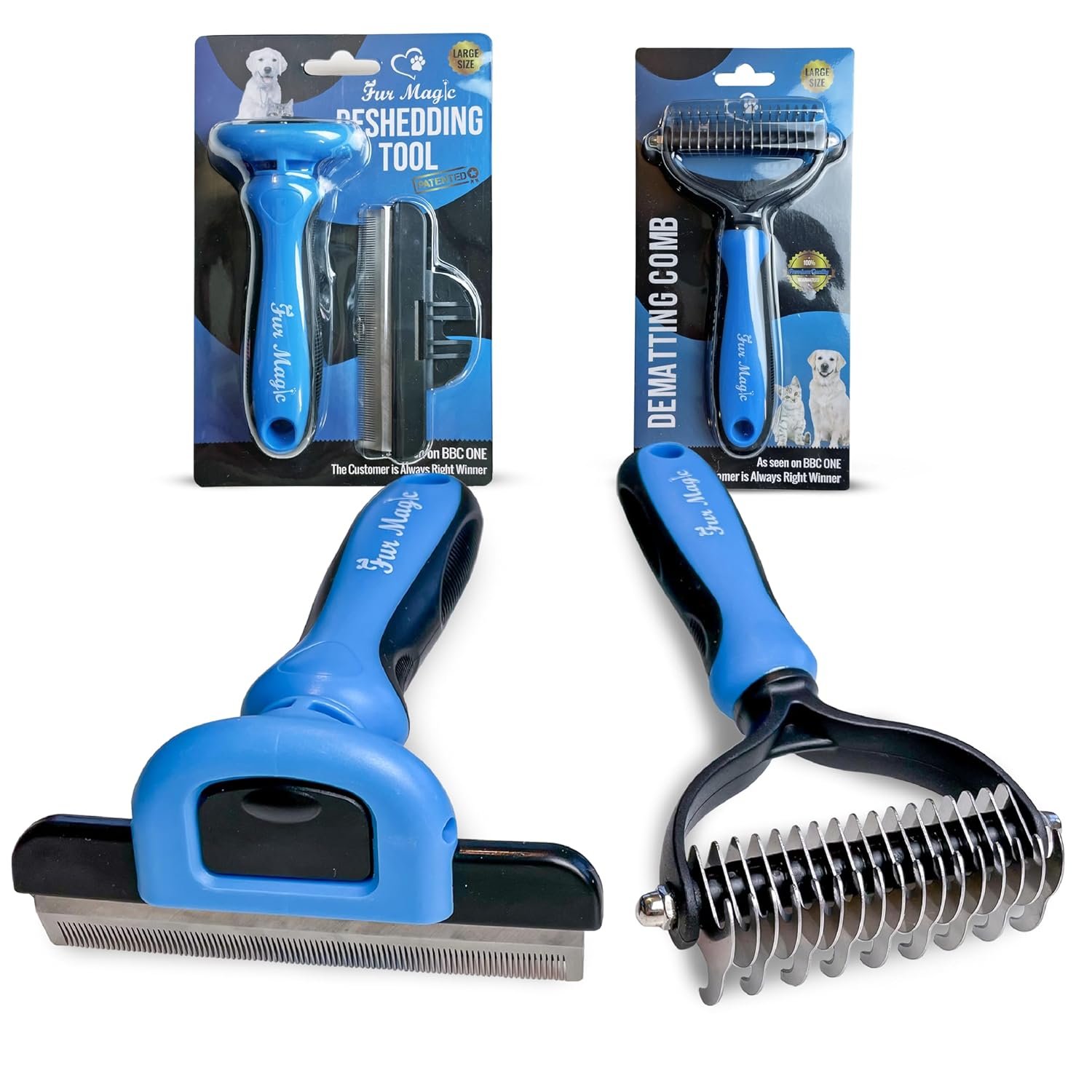 Large Deshedding Tool & Dematting Comb – Grooming Brushes for Dogs, Cats, Horses – Reduce Shedding and Remove Knots, Mats and Loose Undercoat - Image 2