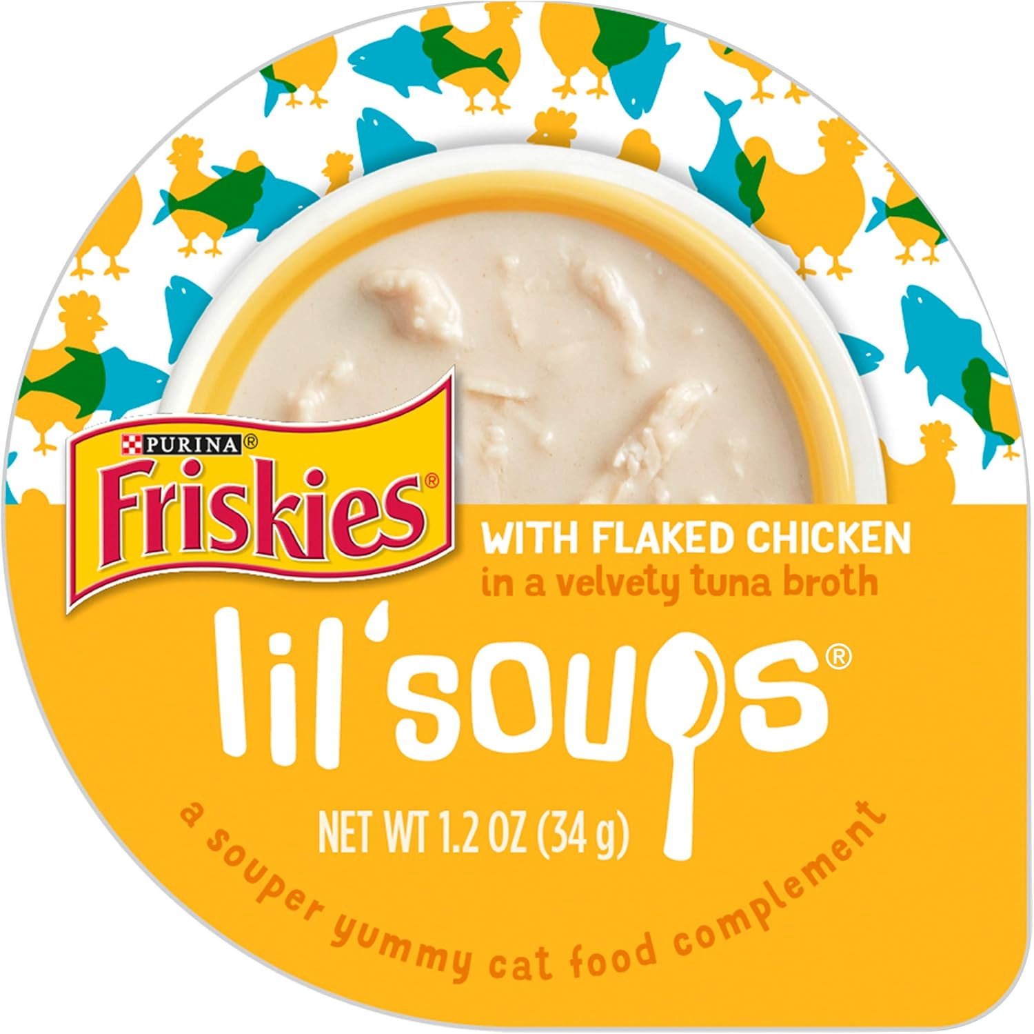 Purina Friskies Natural, Grain Free Wet Cat Food Lickable Cat Treats, Lil' Soups Flaked Chicken - (Pack of 8) 1.2 oz. Tubs - Image 2