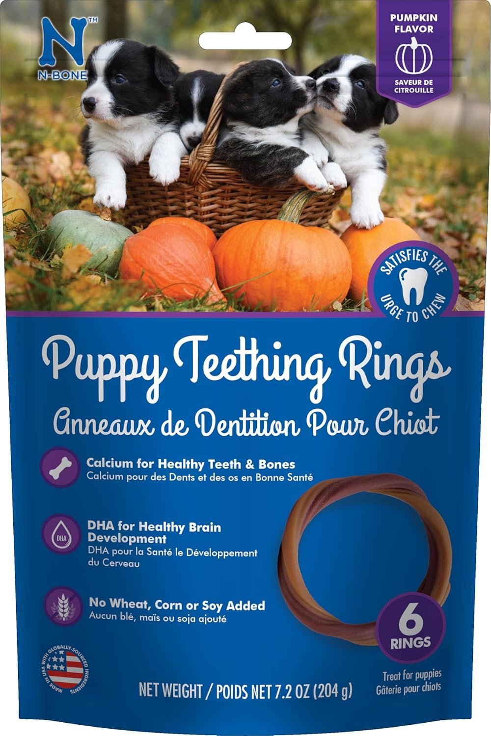 N-Bone Puppy Teething Ring Pumpkin Flavor 7.2 Oz/(6 Count) - Image 2