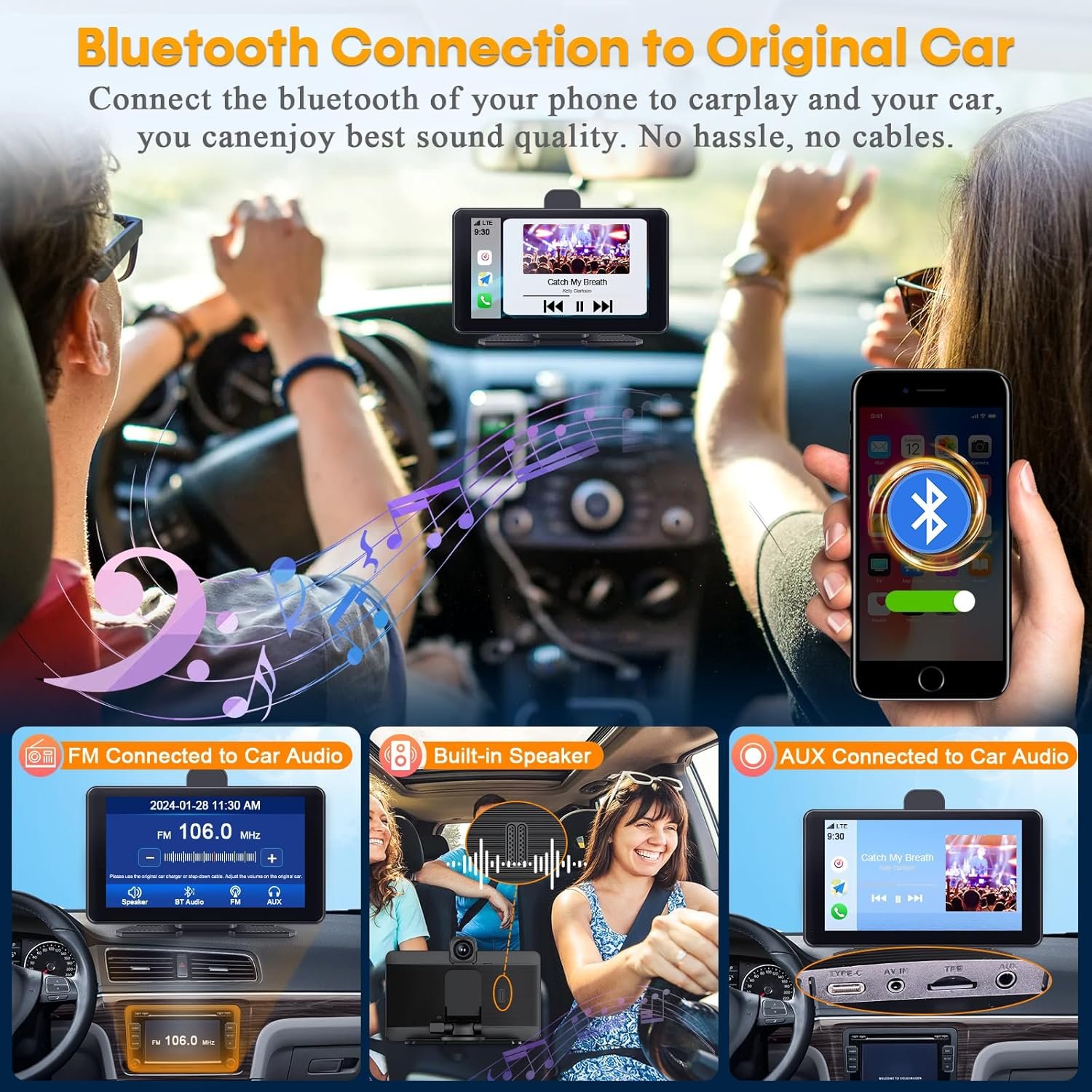 Car Screen Portable Carplay for Apple: 7 Inch Android Auto - Wireless Car Play with Backup Camera,2.5K Dash Cam,GPS Navigation,Car Audio Receivers Bluetooth,Mirror Link, Bluetooth,FM,Siri AMTIFO A28 - Image 7