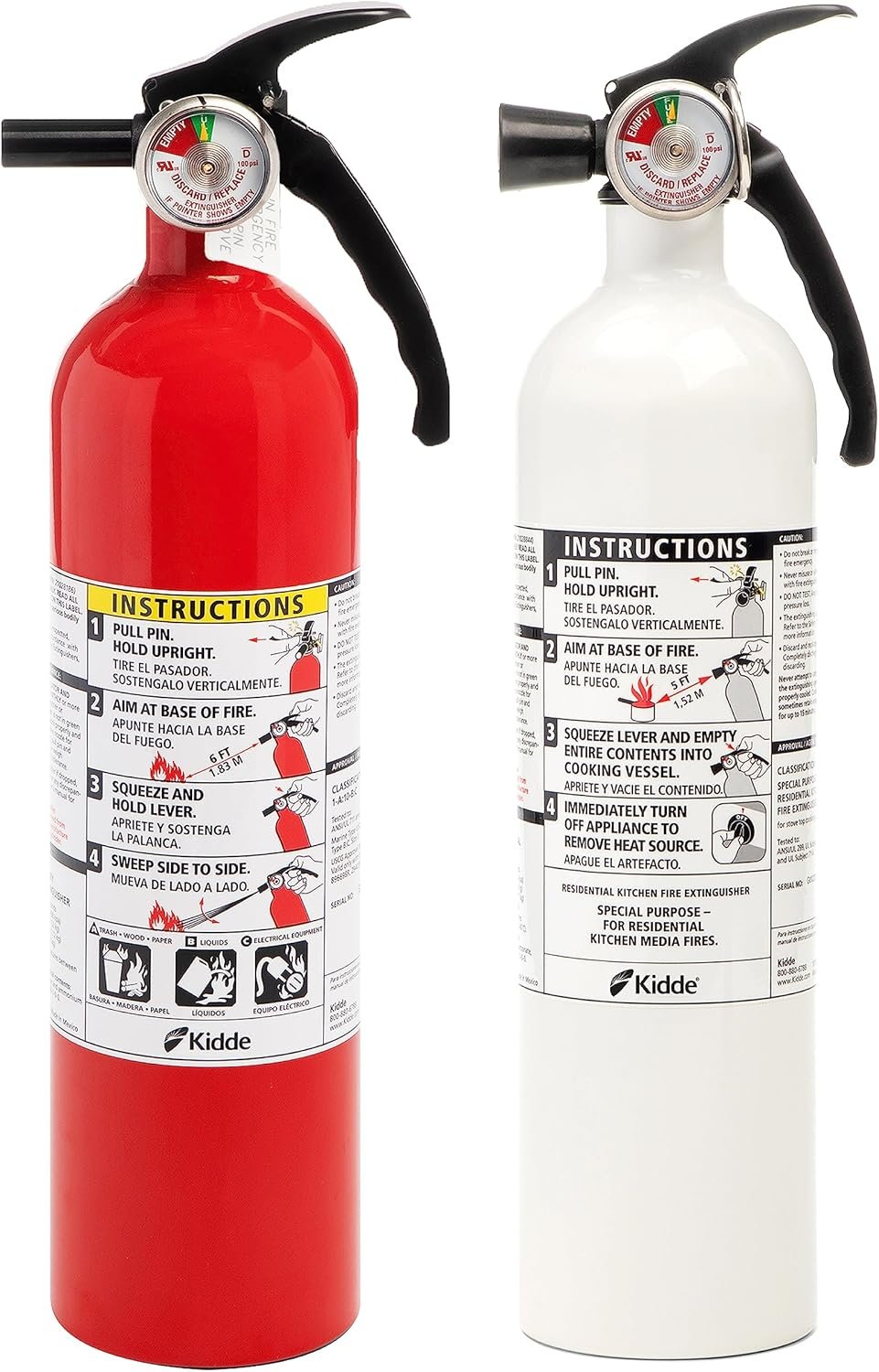 Kidde Kitchen Fire Extinguishers for Home & Office Use, 2 Pack: One 1-A:10-B:C and One Specialty Kitchen Extinguisher, Wall Mount & Strap Brackets Included - Image 2