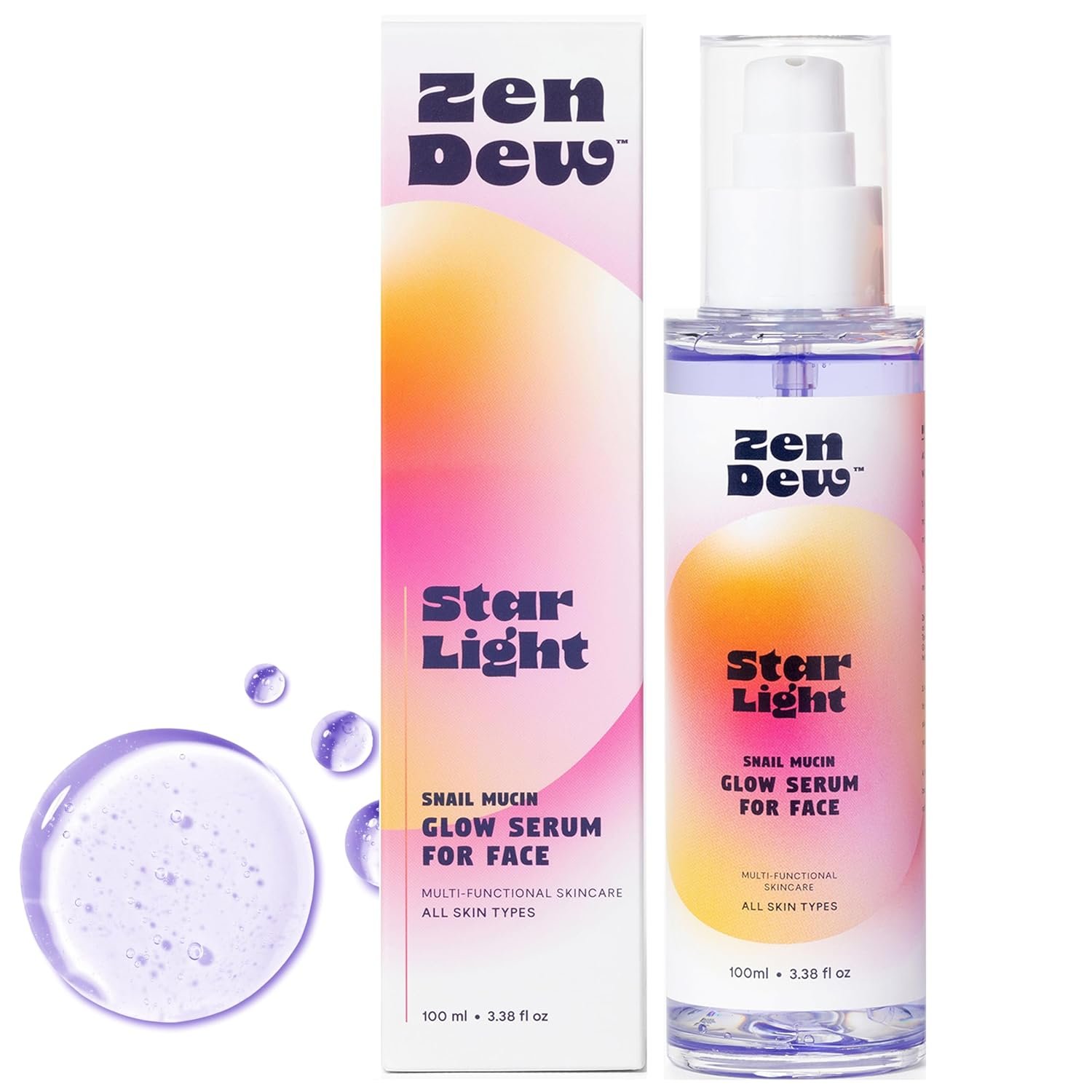 97% Snail Mucin Serum, Star Light by Zen Dew | Non-Sticky Snail Serum to Smooth, Brighten, Hydrate, Skin Repair | Cruelty Free, Made in S. Korea, 3.38 Fl Oz - Image 2