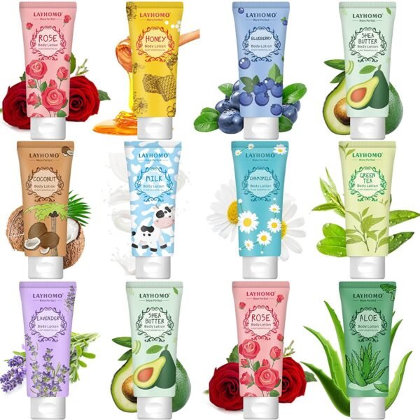 12 Pack Body Lotion Gift Set for Women,Natural Fragrance Body Care Cream Moisturizing Travel Size Body Lotion With Shea Butter and Aloe,Bulk Body Lotion Sets, Christmas Stocking Stuffers Valentines - Image 2